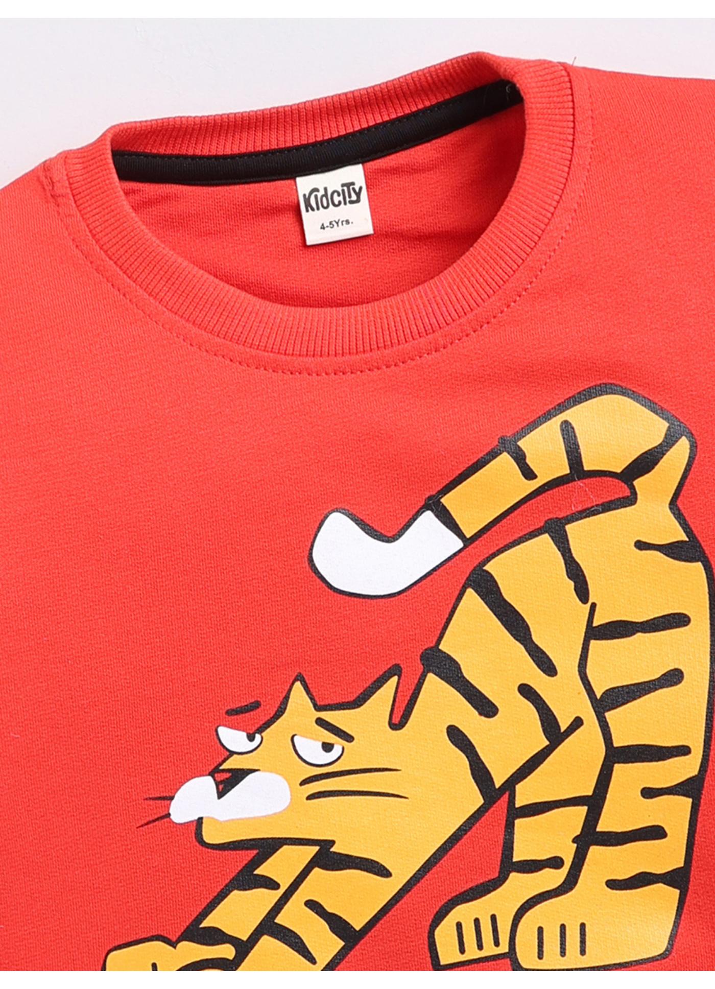 Stretch Exercise' Tiger Graphic Crewneck Sweatshirt