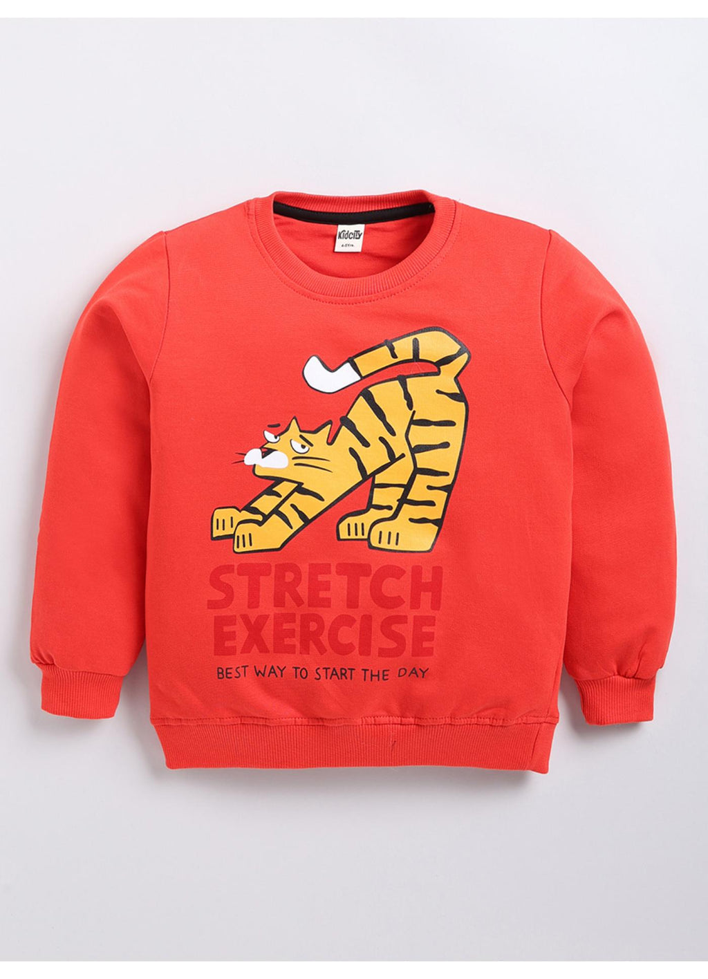 Stretch Exercise' Tiger Graphic Crewneck Sweatshirt