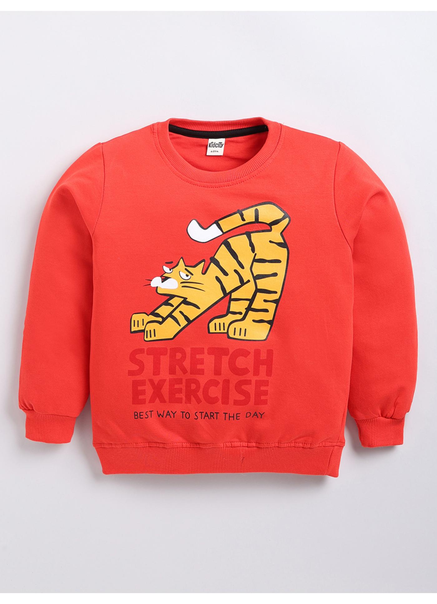Stretch Exercise' Tiger Graphic Crewneck Sweatshirt