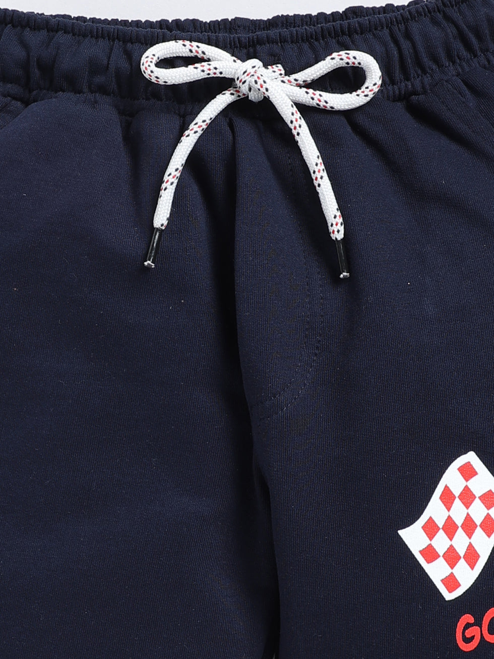 Space Rocket Print & “Go Fast” Race Flag Design 2 Pc Shorts
