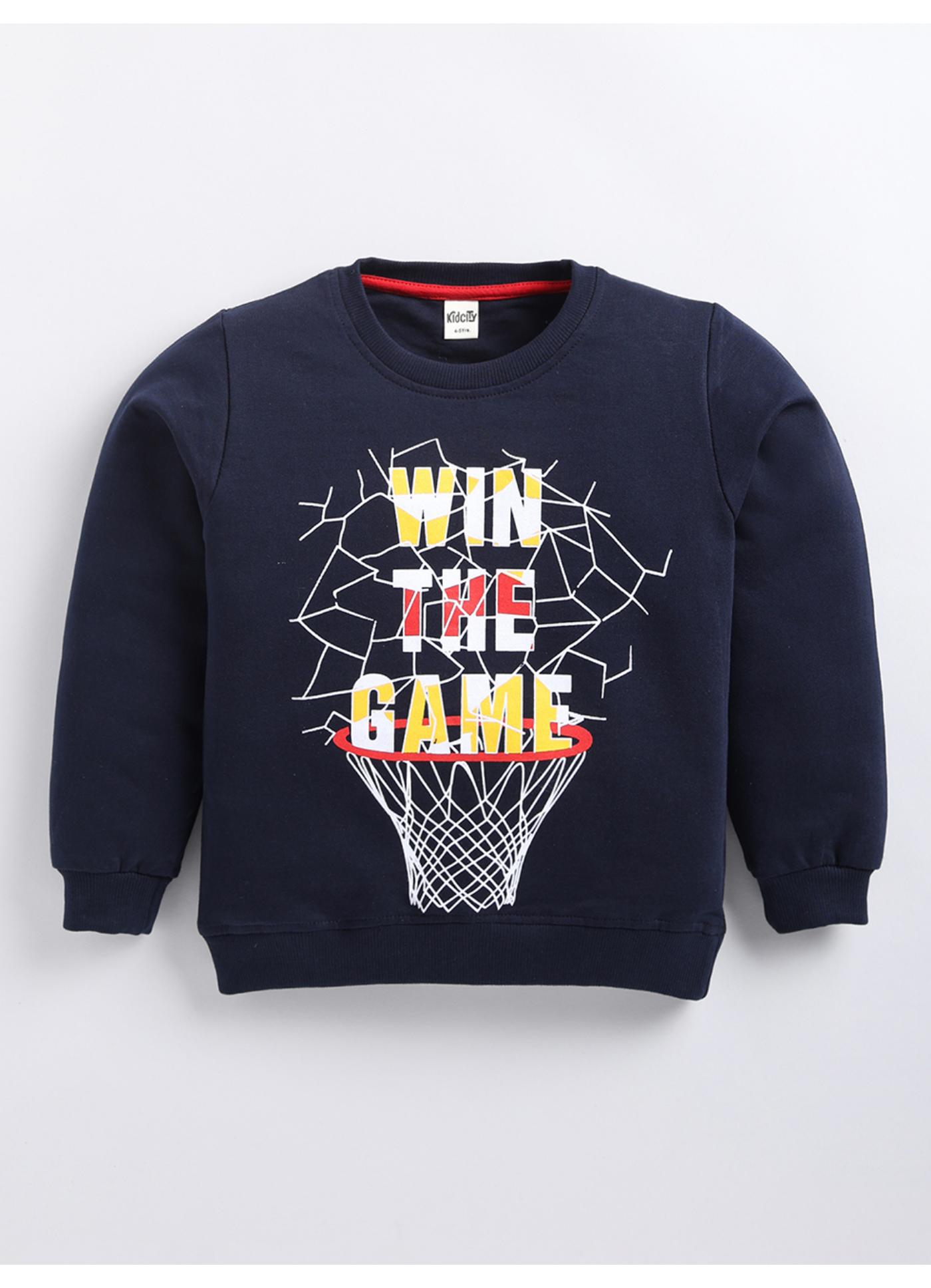 Win The Game' Basketball Hoop Graphic Crewneck Sweatshirt