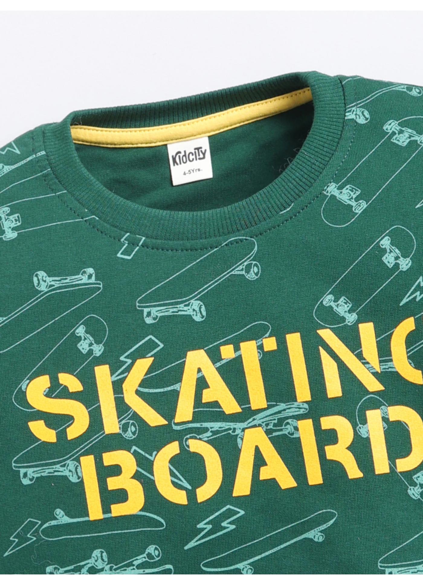 Skating Board' All-Over Print Crewneck Sweatshirt