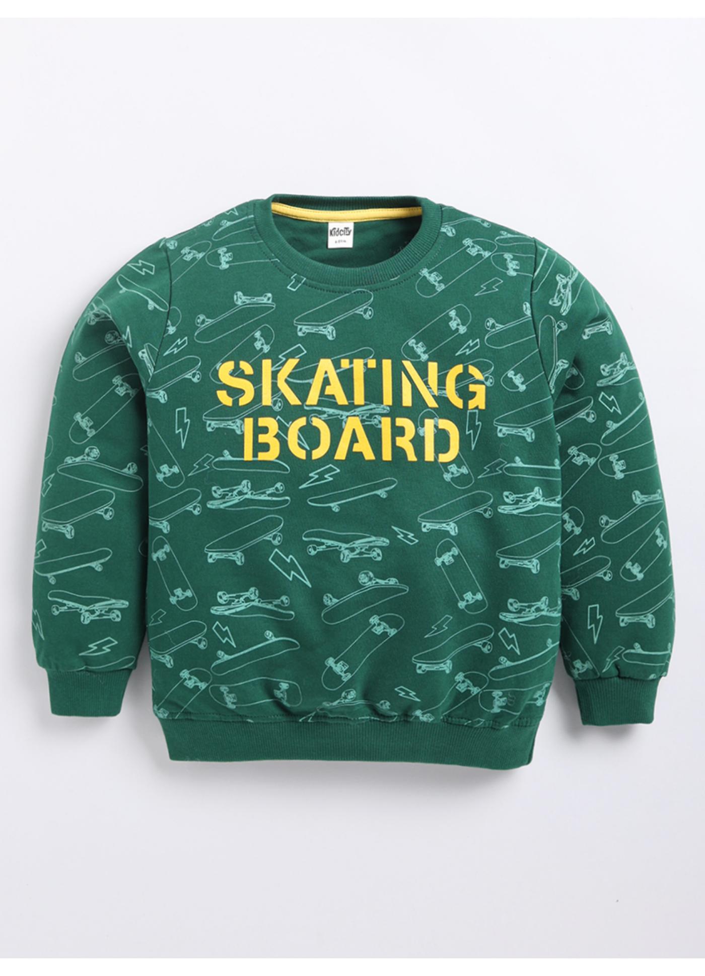 Skating Board' All-Over Print Crewneck Sweatshirt