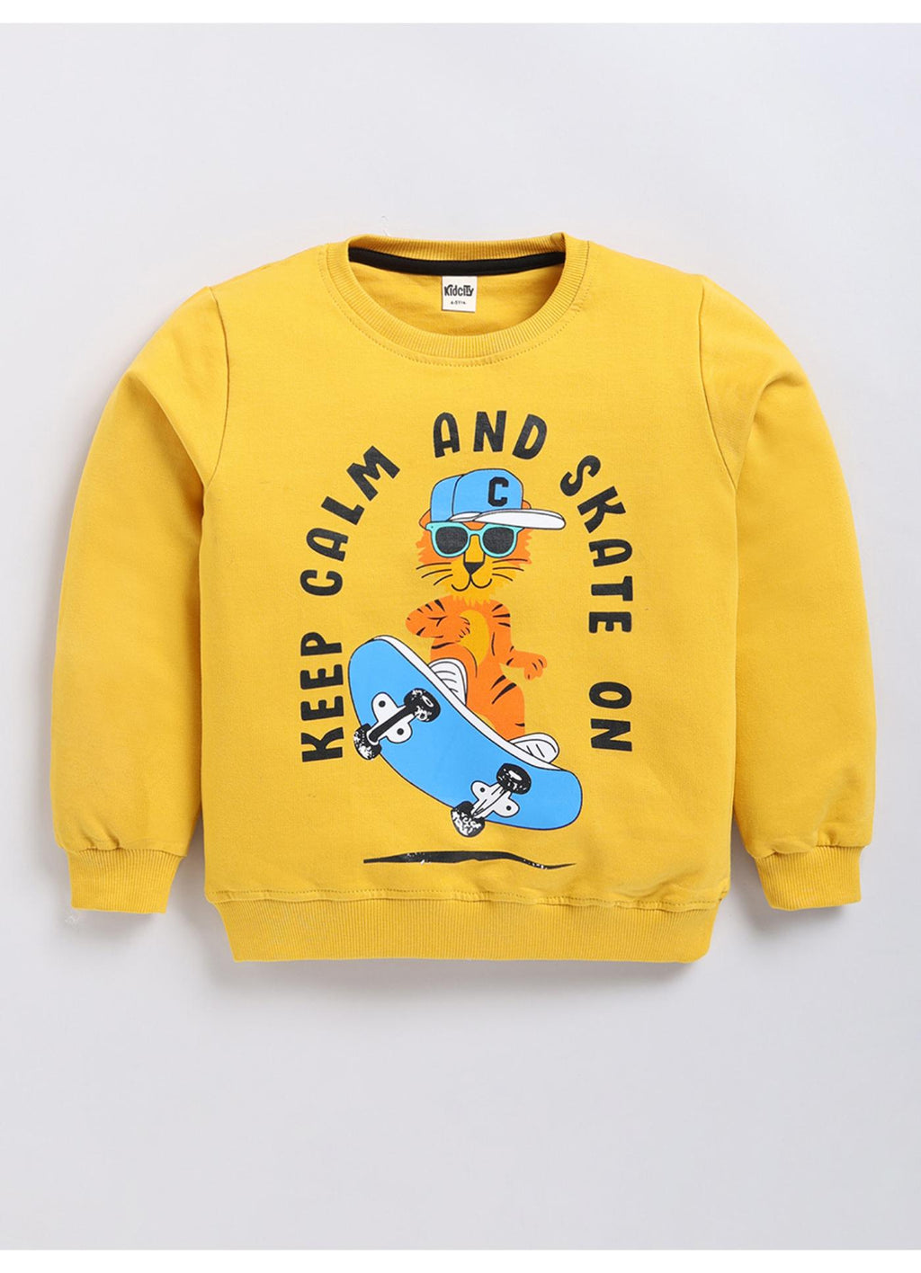 Keep Calm and Skate On' Skating Tiger Crewneck Sweatshirt