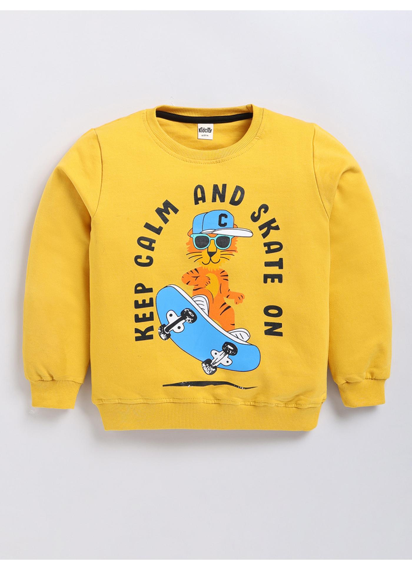 Keep Calm and Skate On' Skating Tiger Crewneck Sweatshirt