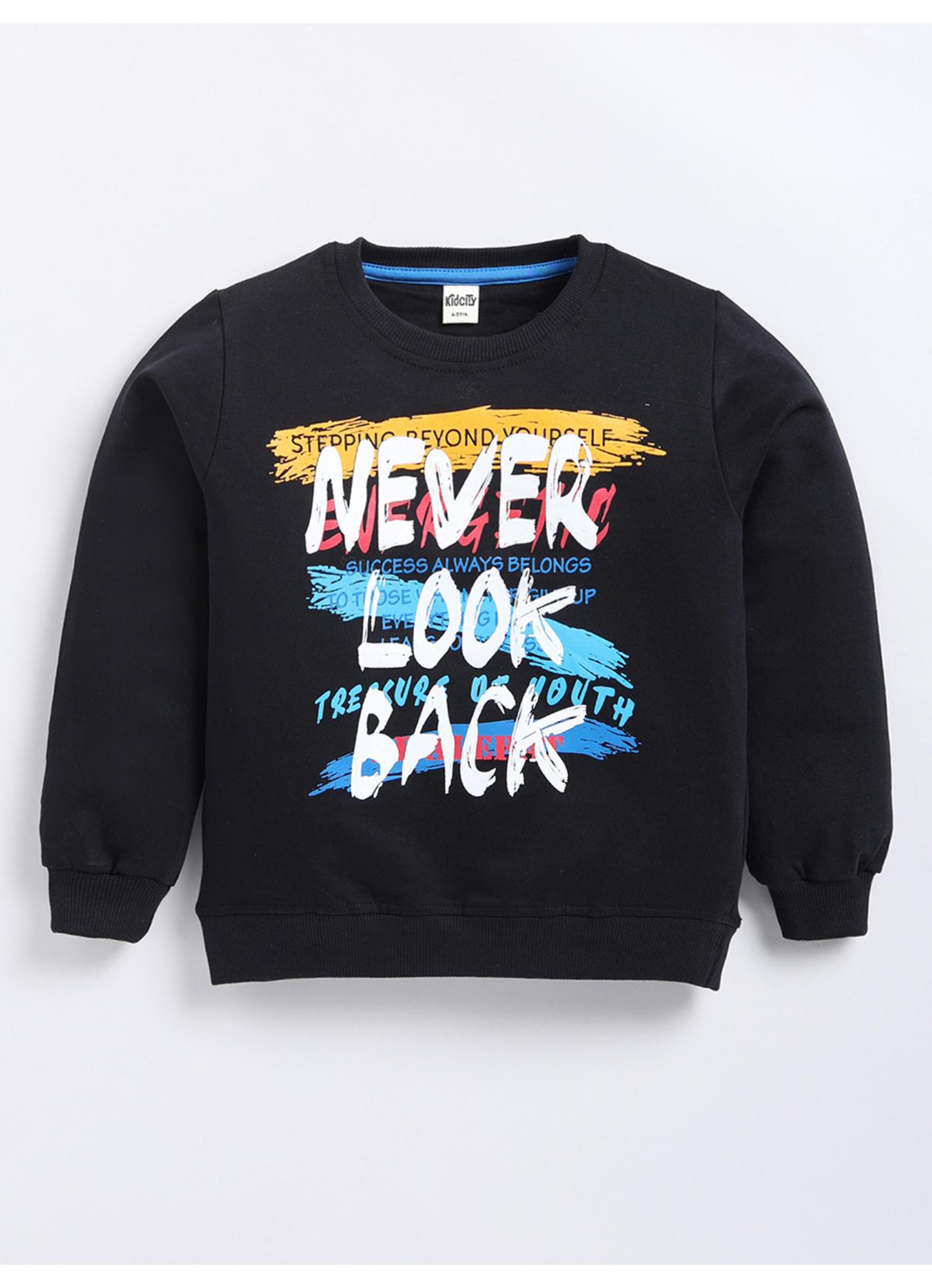 Never Look Back' Motivational Graphic Crewneck Sweatshirt