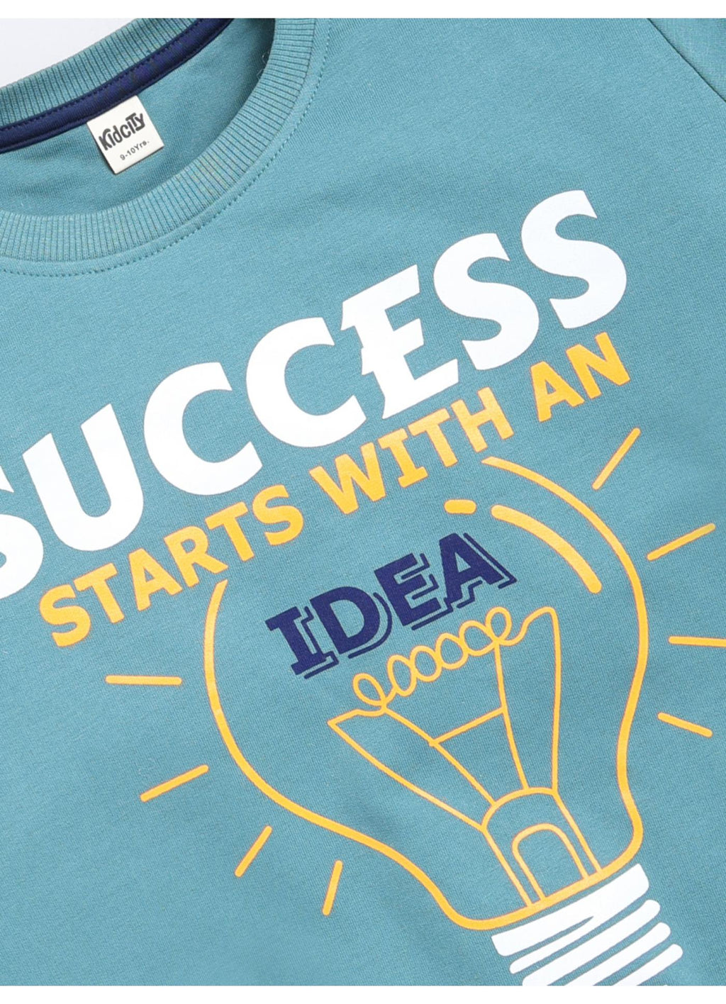 Blue-Green 'Success Starts With An Idea' Graphic Sweatshirt