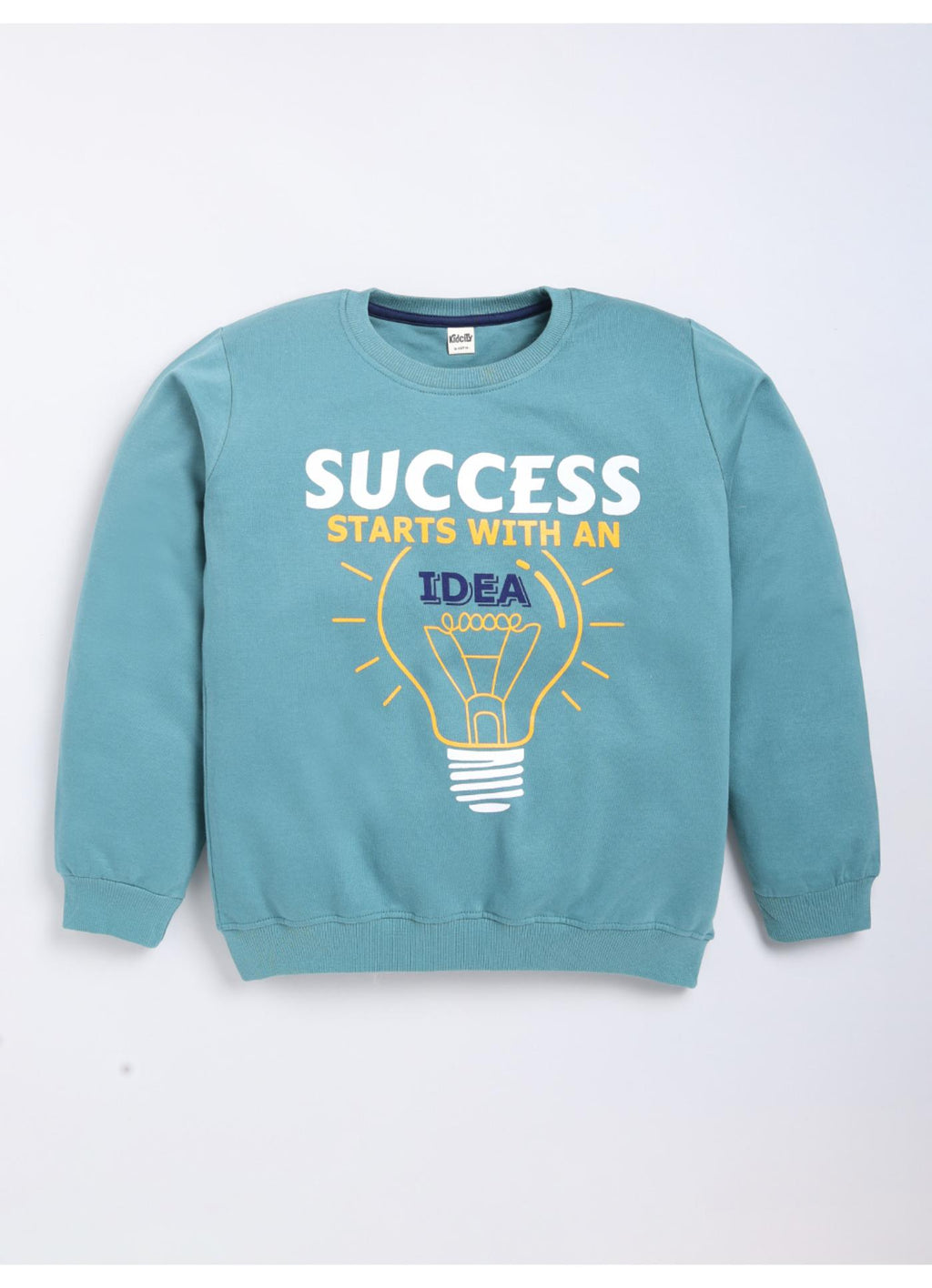 Blue-Green 'Success Starts With An Idea' Graphic Sweatshirt