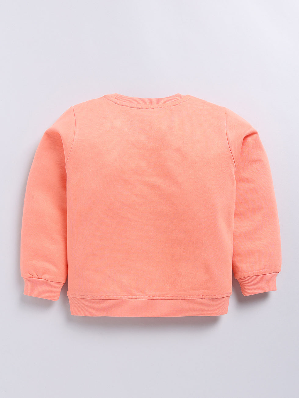 Kidcity Cotton Placement Print Sweatshirts - Peach
