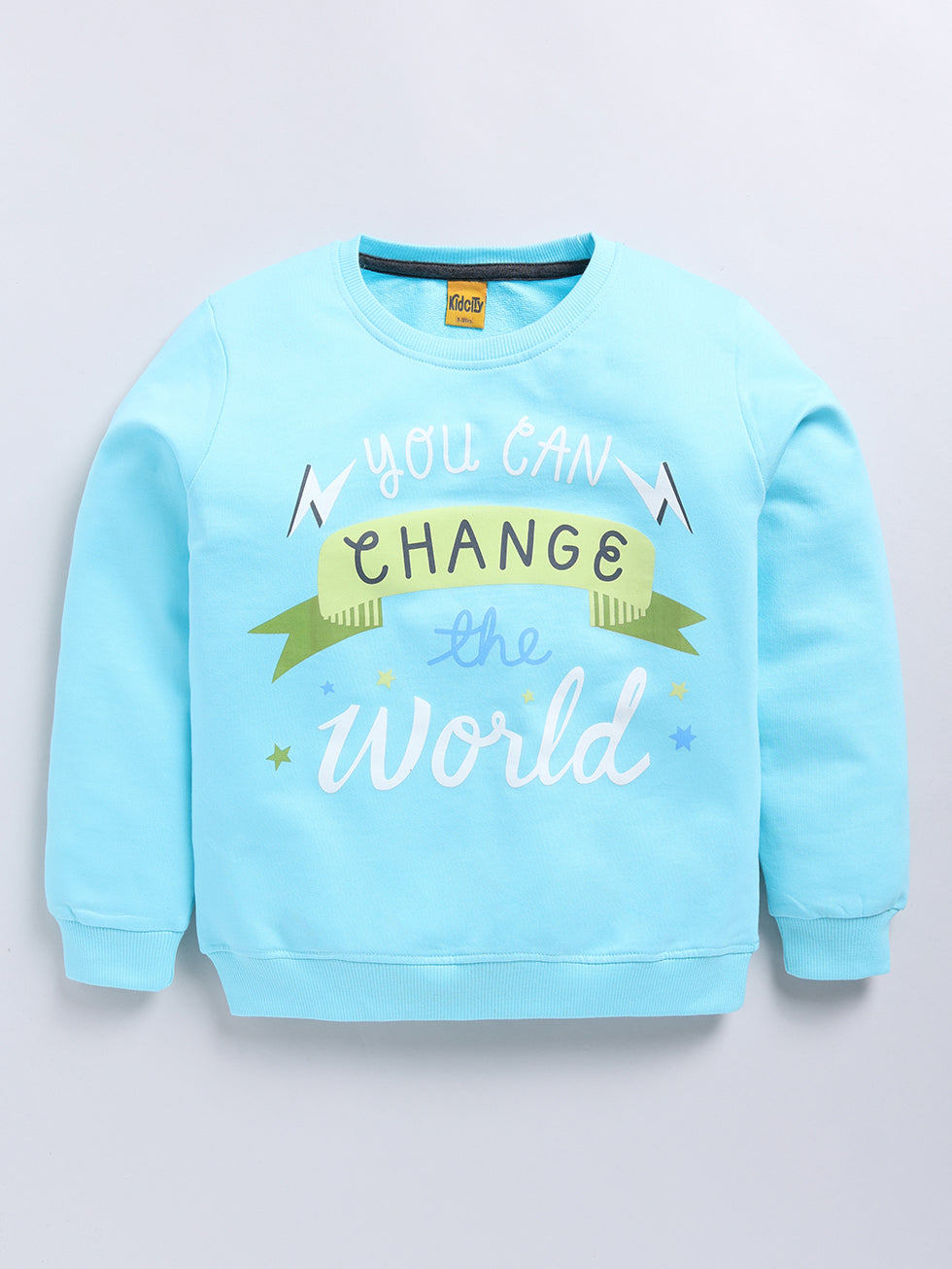 Blue Inspirational  Printed  Sweatshirts