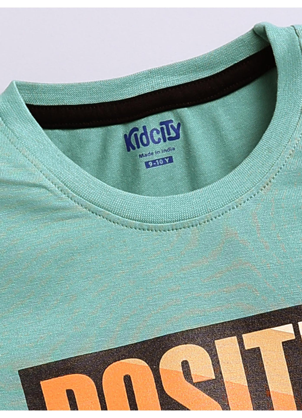 Positive Vibes Sea Green Graphic Print Cotton T-Shirt