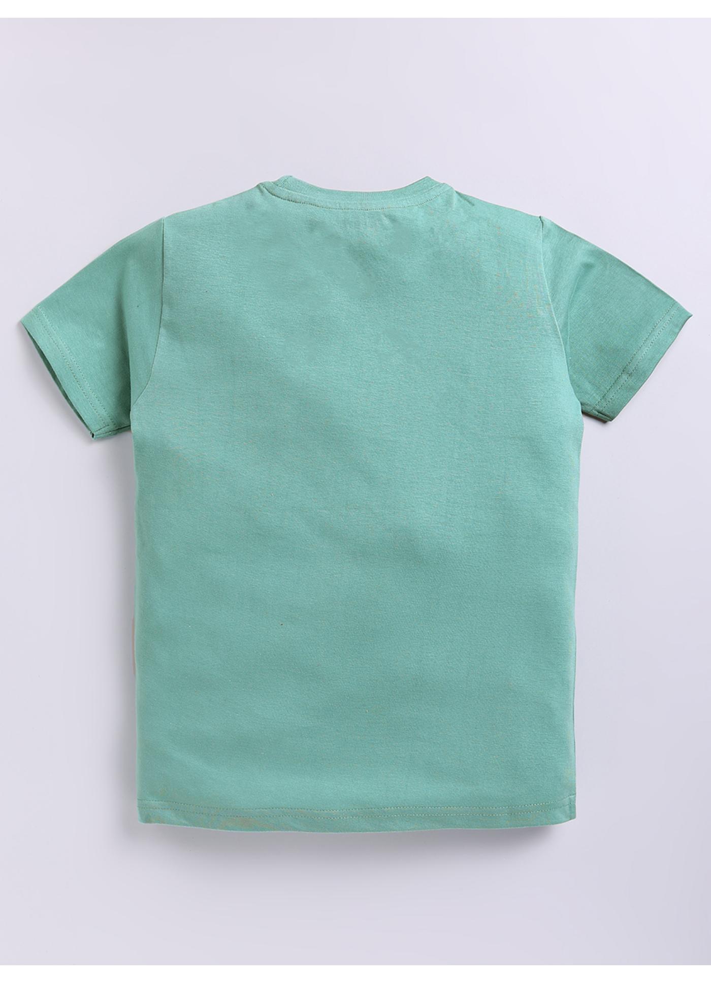 Positive Vibes Sea Green Graphic Print Cotton T-Shirt