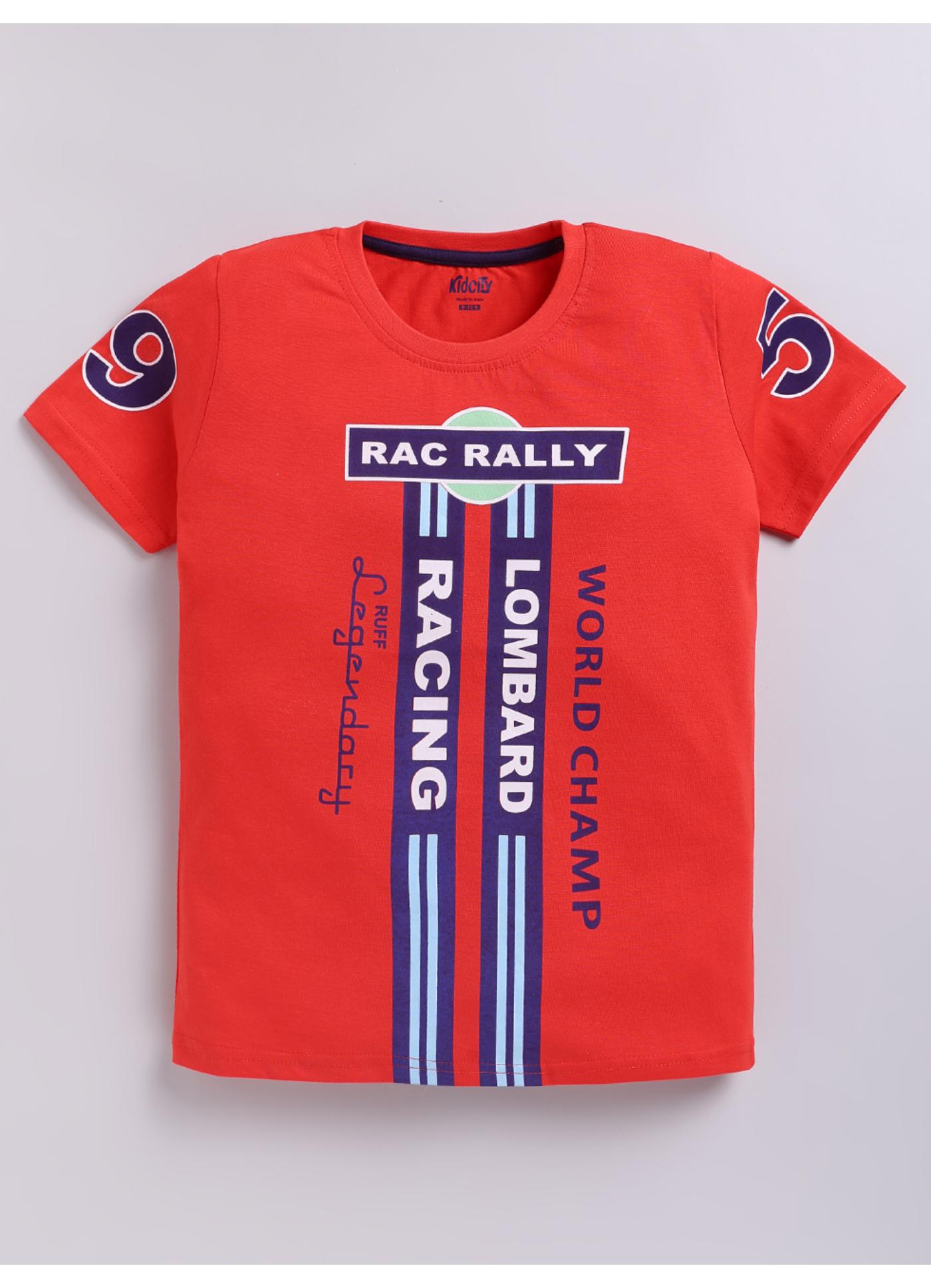 RAC Rally World Champ Racing Graphic Red Cotton T-Shirt