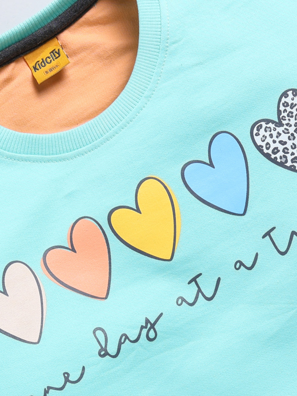 One Day at a Time Heart Graphic Printed Sweatshirts