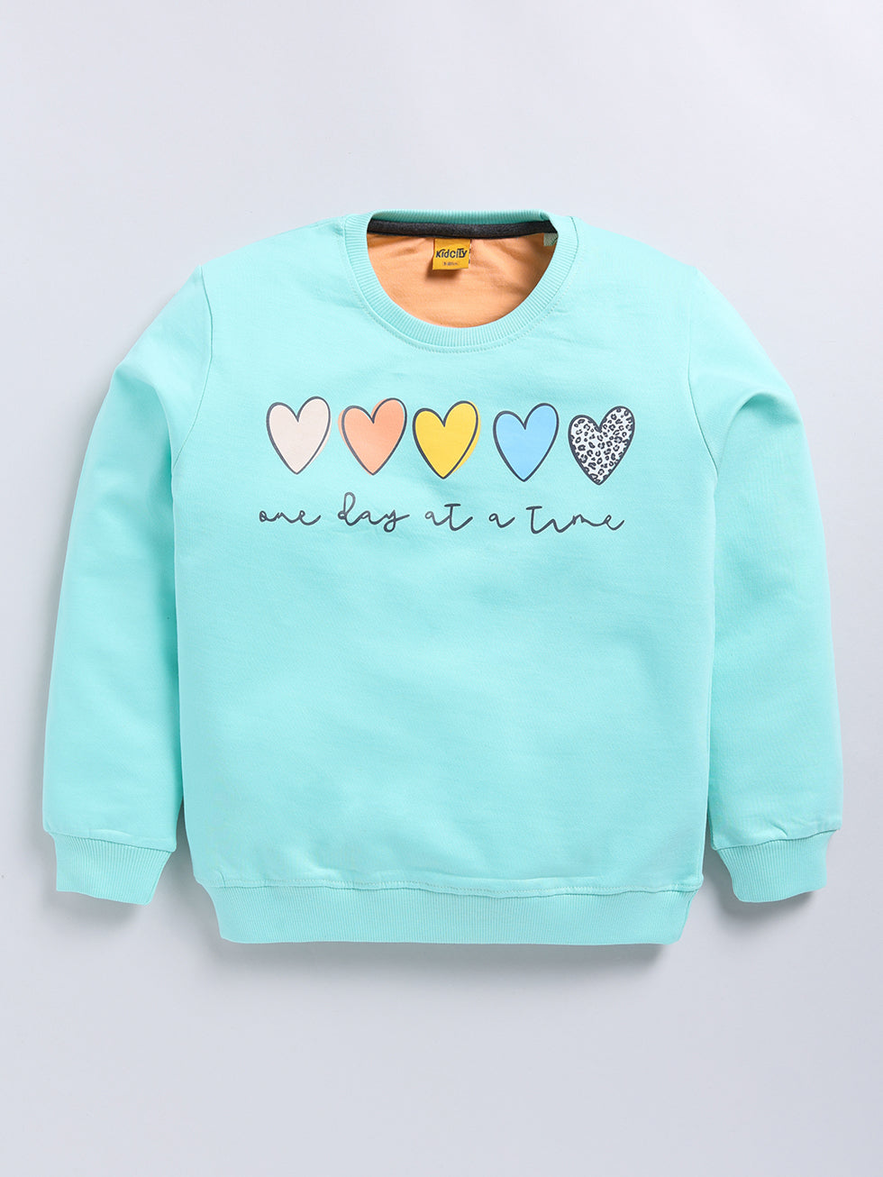 One Day at a Time Heart Graphic Printed Sweatshirts