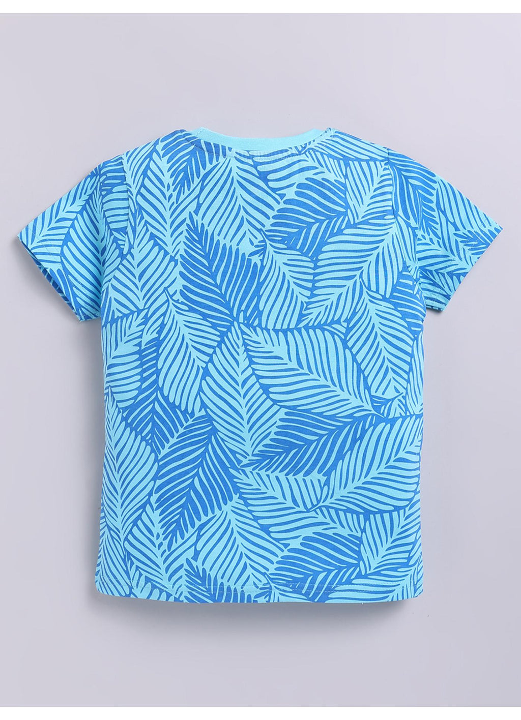 California Tropical Palm Leaf Print Blue T-Shirt