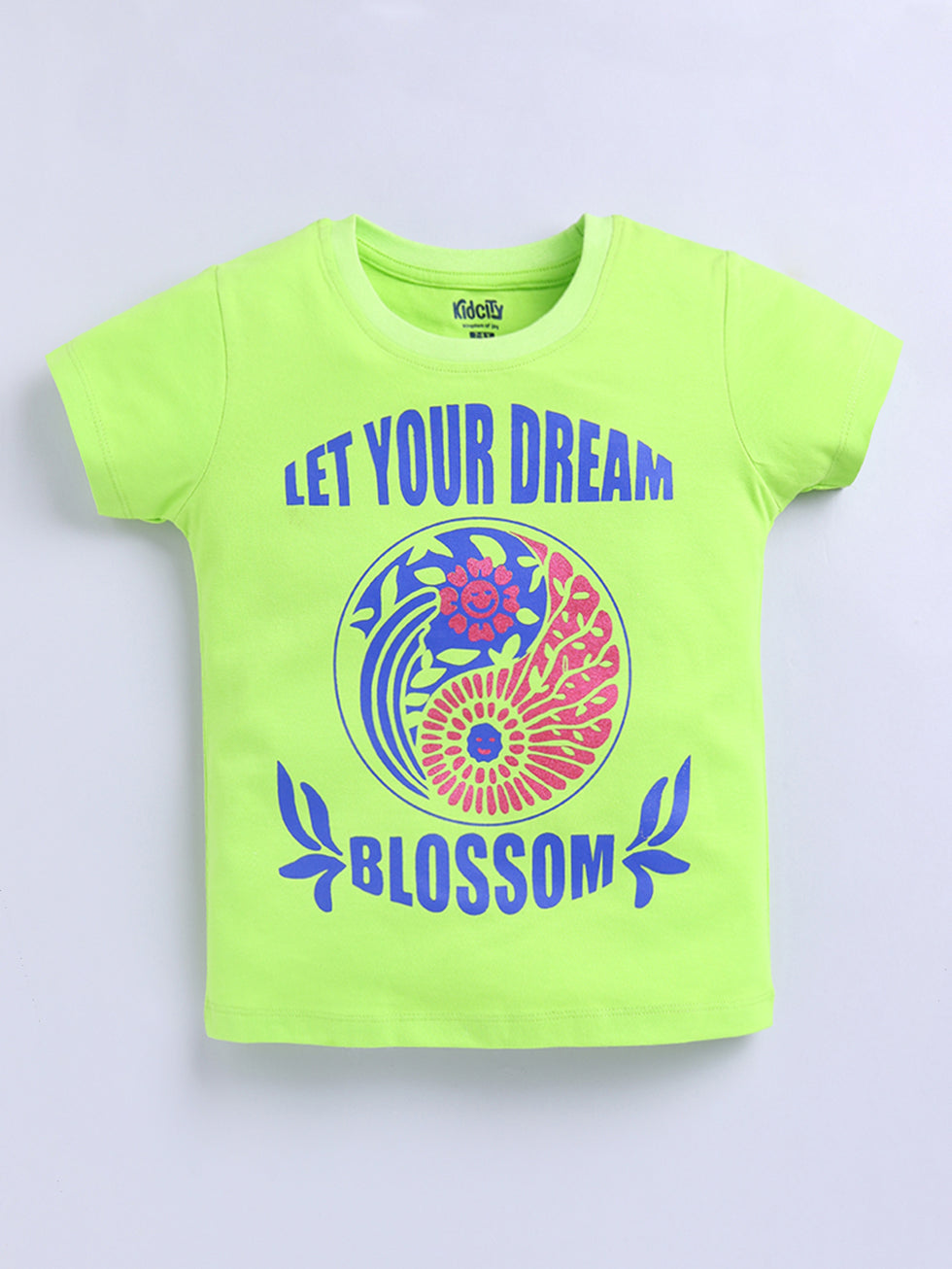 Let Your Dream Blossom Text Print Half Sleeves Tops