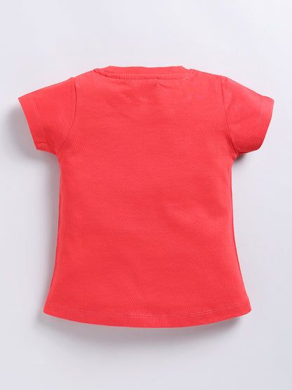 Kidcity Girl's Basic Tops Combo Set (Pack of 2)|Cotton Sinker  Tops| Red, Light Pink Tops