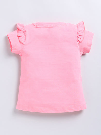 Kidcity Girl's Basic Tops Combo Set (Pack of 2)|Cotton Sinker  Tops| Red, Light Pink Tops