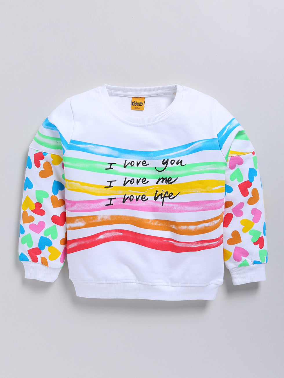 Love & Life Rainbow Striped Printed Sweatshirts