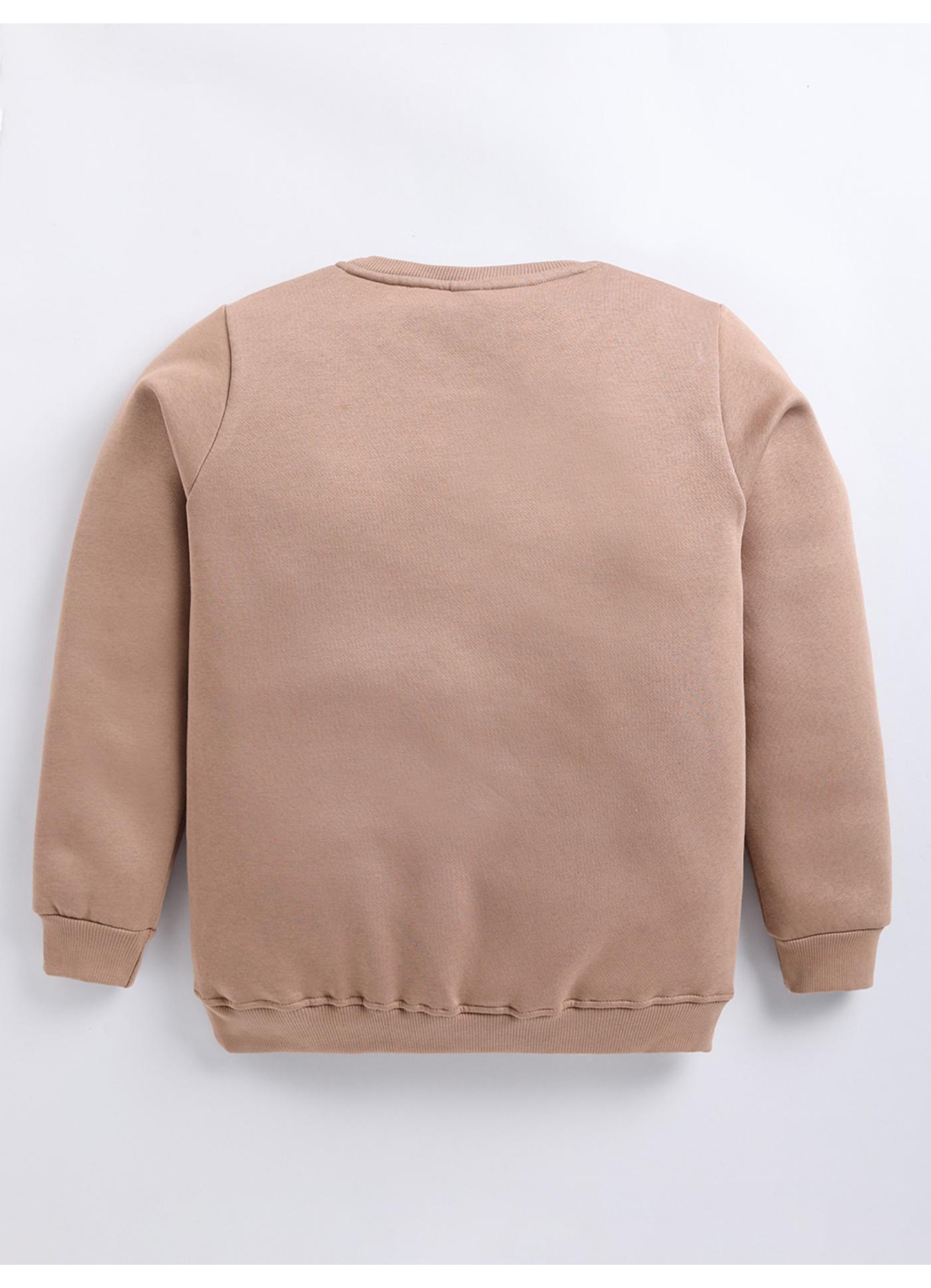 Tan Brown Motivational Quote Graphic Crew-Neck Sweatshirt