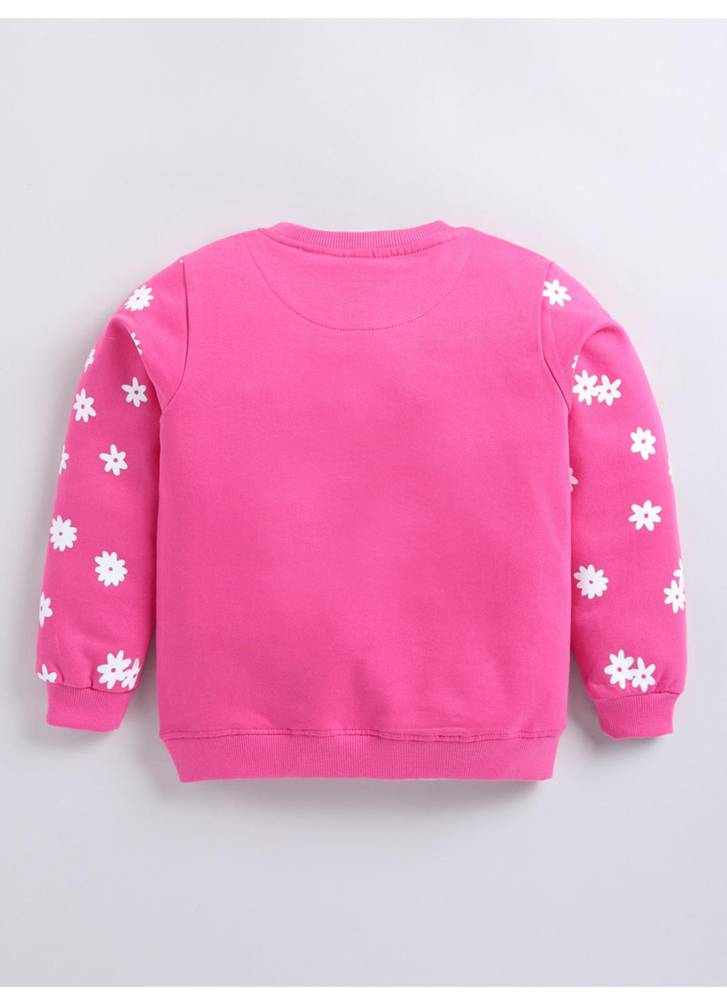 Hot Pink Daisy Print Crew-Neck Sweatshirt