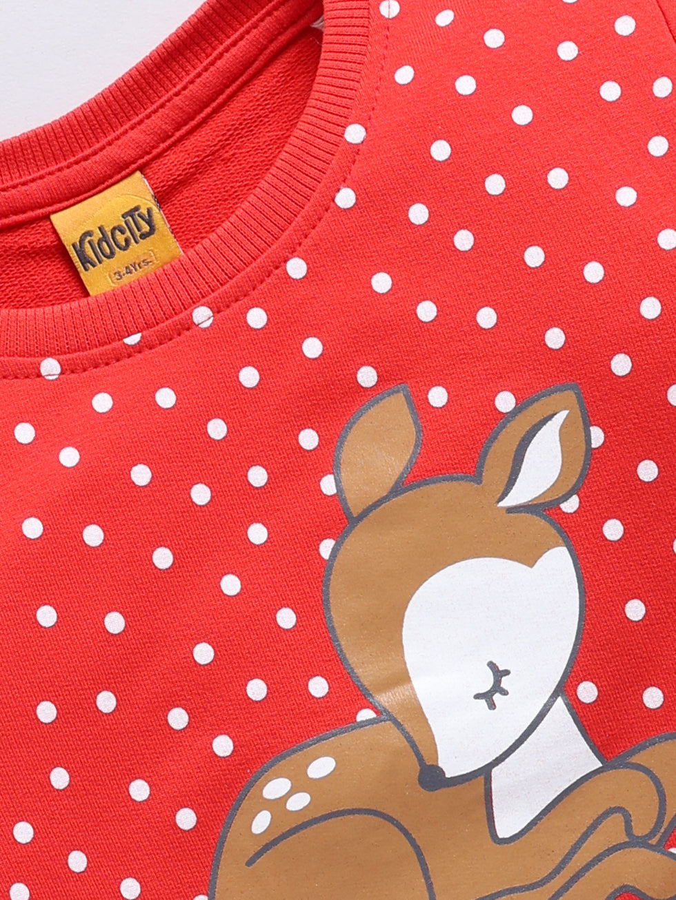 Cozy Woodland Dot Printed Sweatshirt