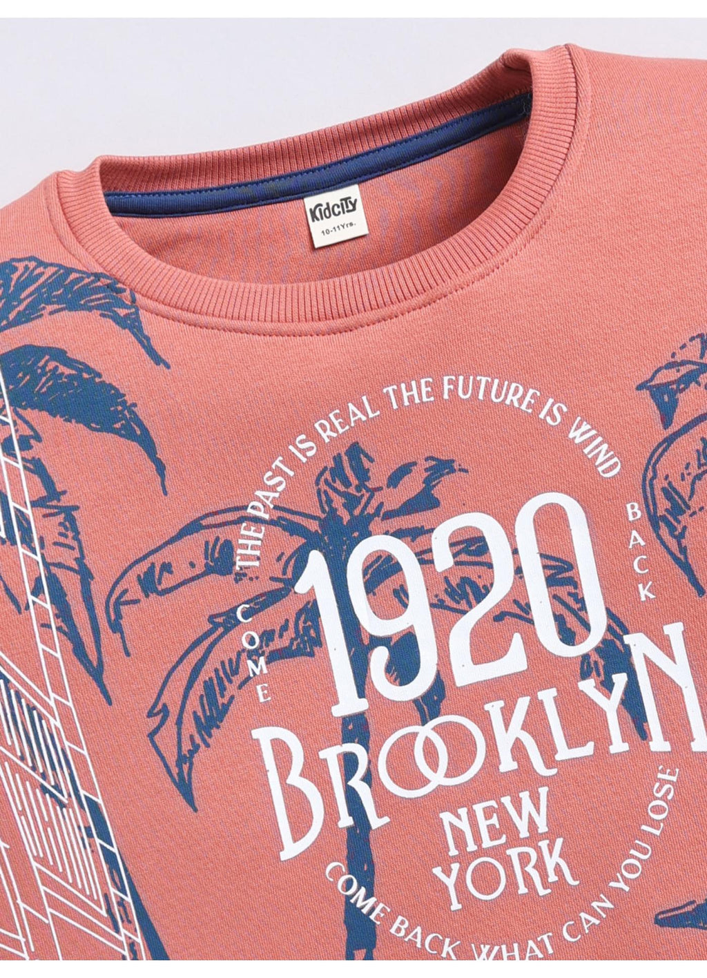 Salmon Pink Brooklyn 1920 Tropical Graphic Crew-Neck Sweatshirt