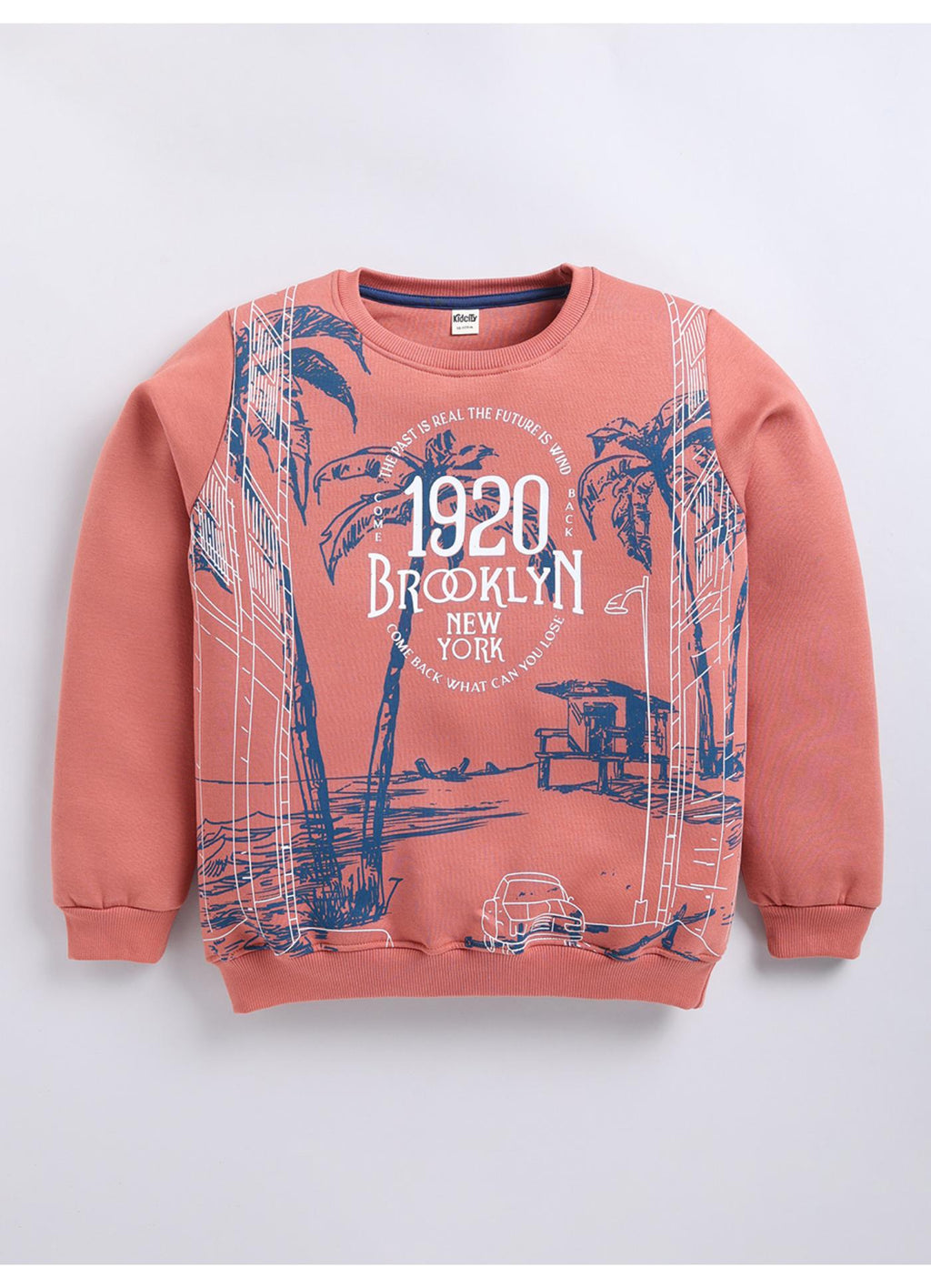 Salmon Pink Brooklyn 1920 Tropical Graphic Crew-Neck Sweatshirt