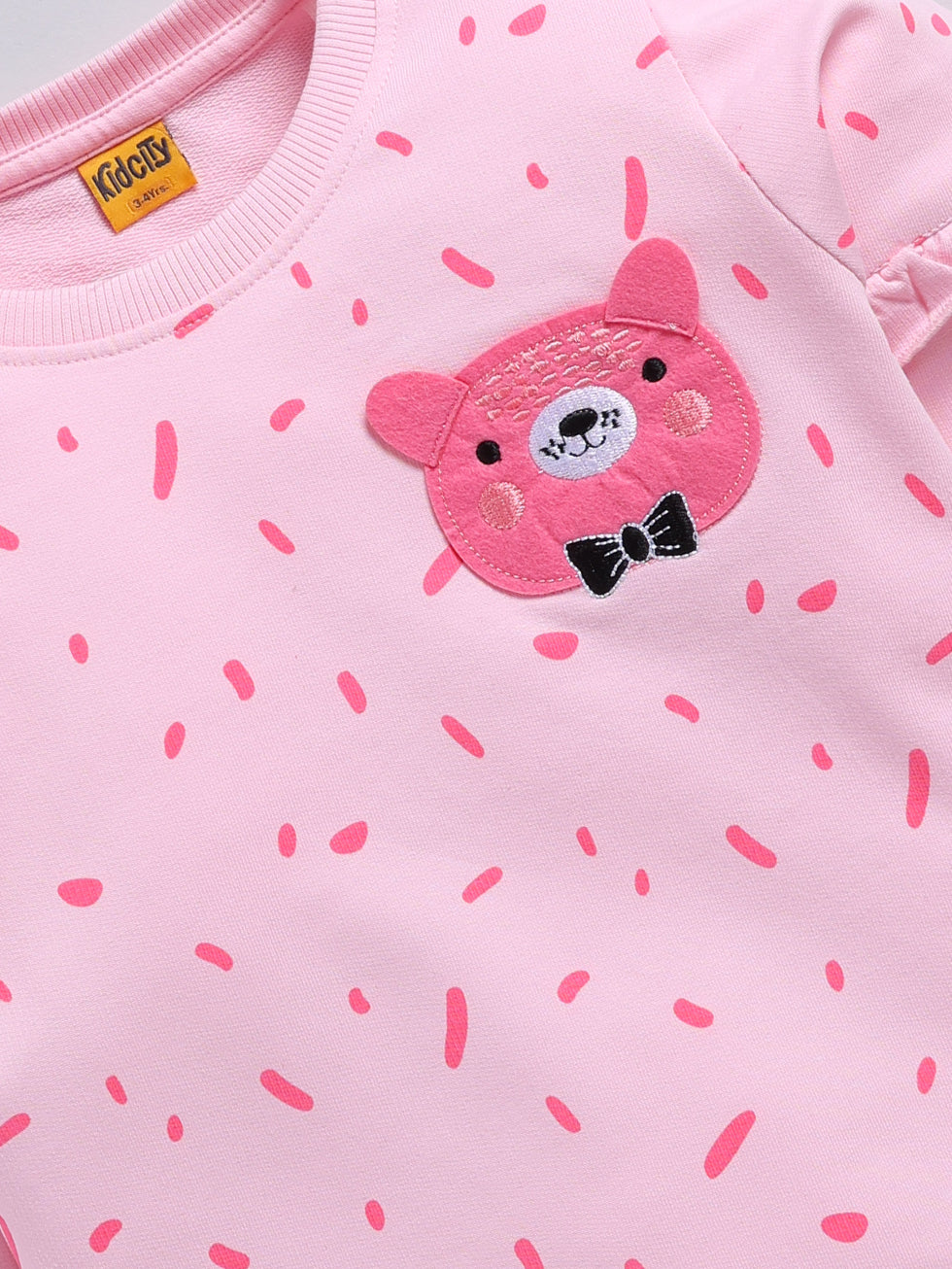 Pink Bear-Printed Sweatshirts