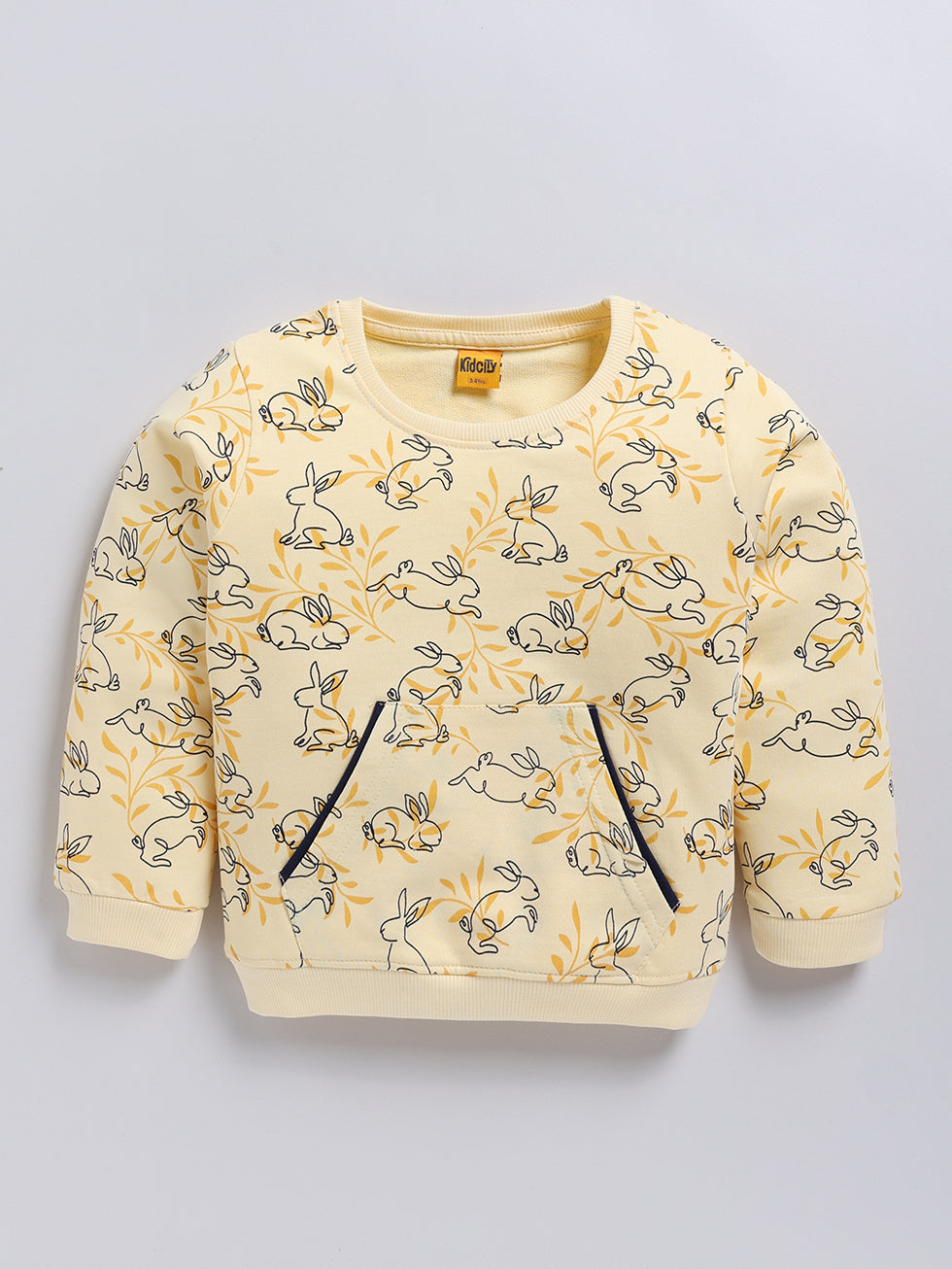 Yellow Bunny Printed Print Sweatshirts