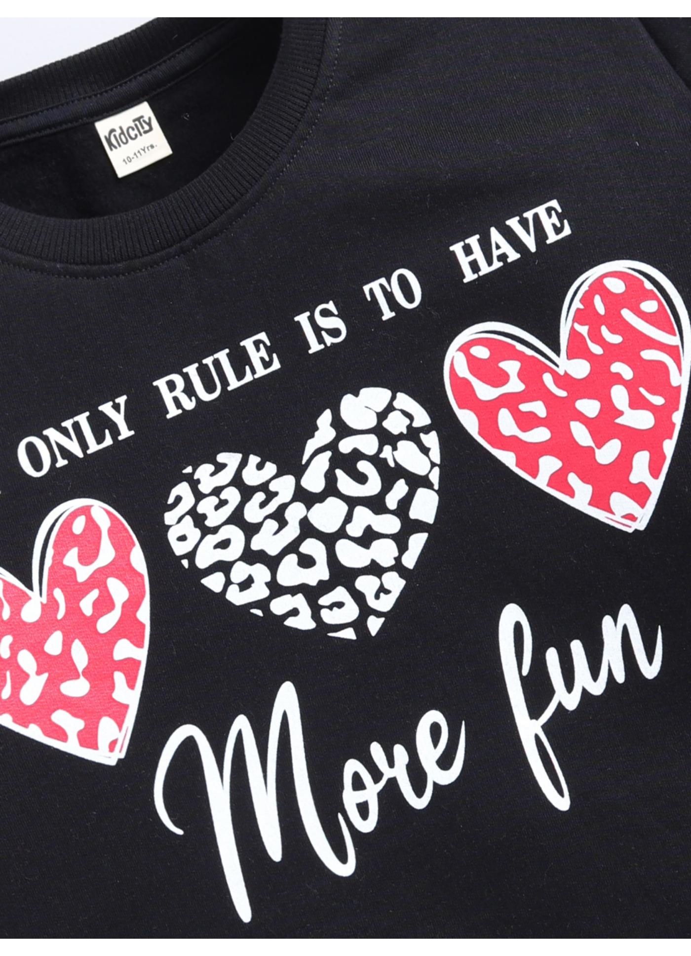 My Only Rule Graphic Heart Print Black Sweatshirt