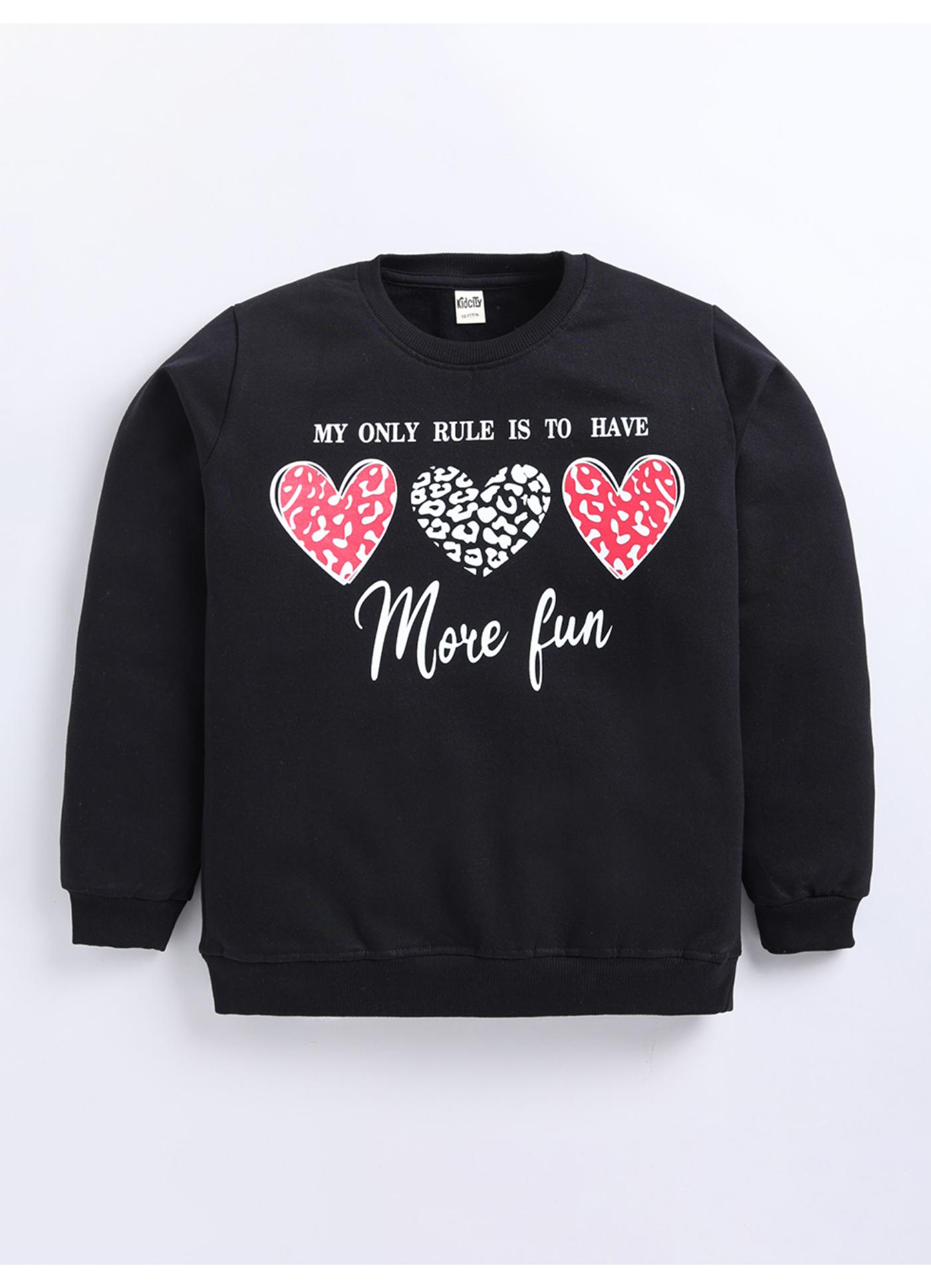 My Only Rule Graphic Heart Print Black Sweatshirt