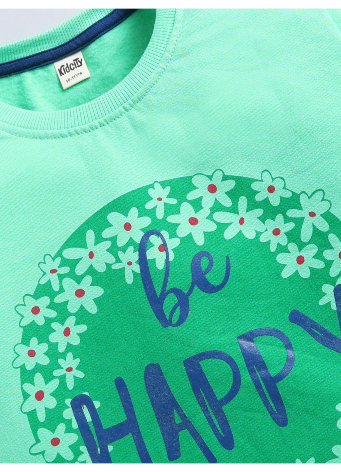 Be Happy Floral Wreath Graphic Sweatshirt