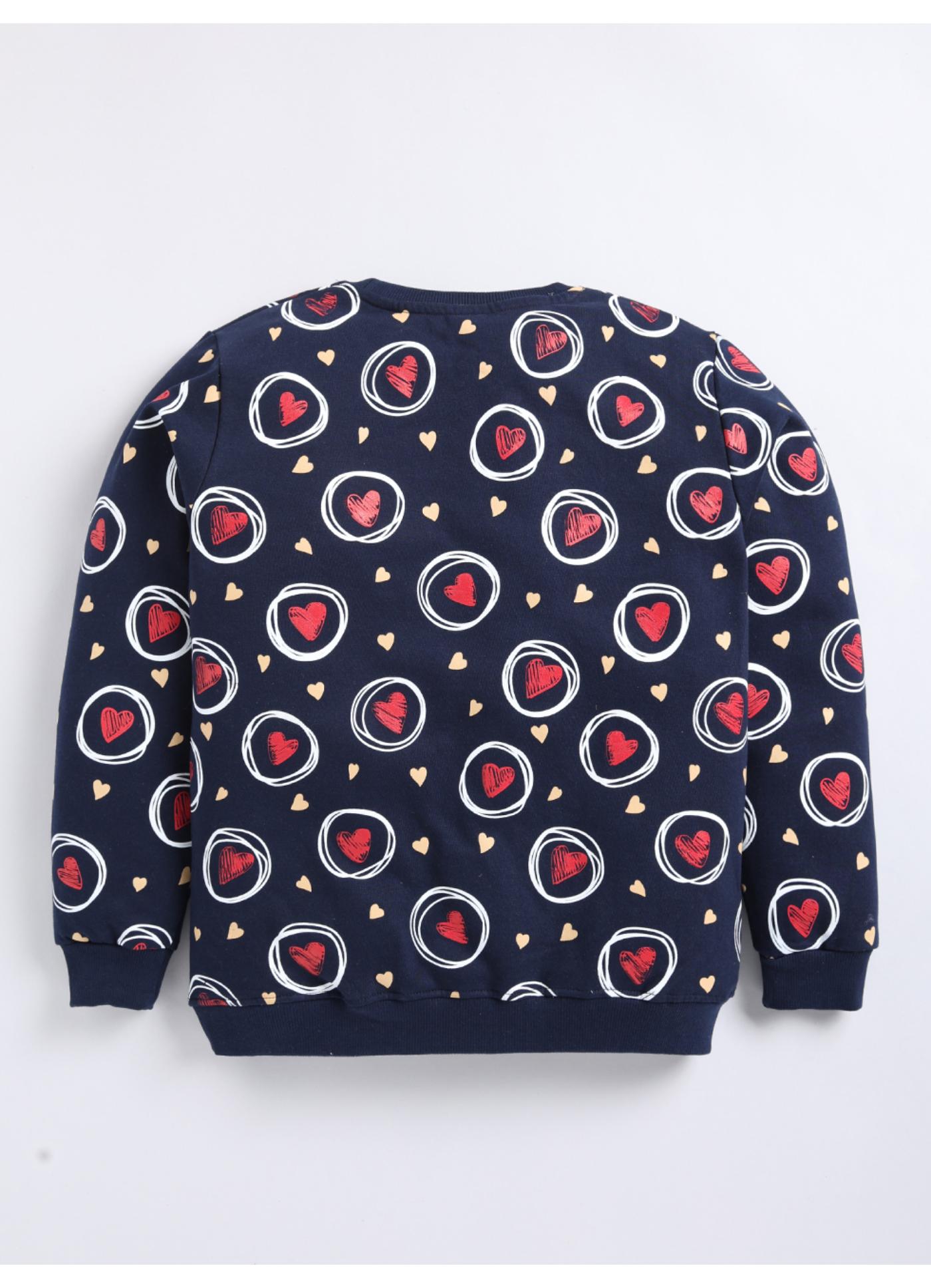 All-Over Heart and Scribble Print Crew-Neck Sweatshirt
