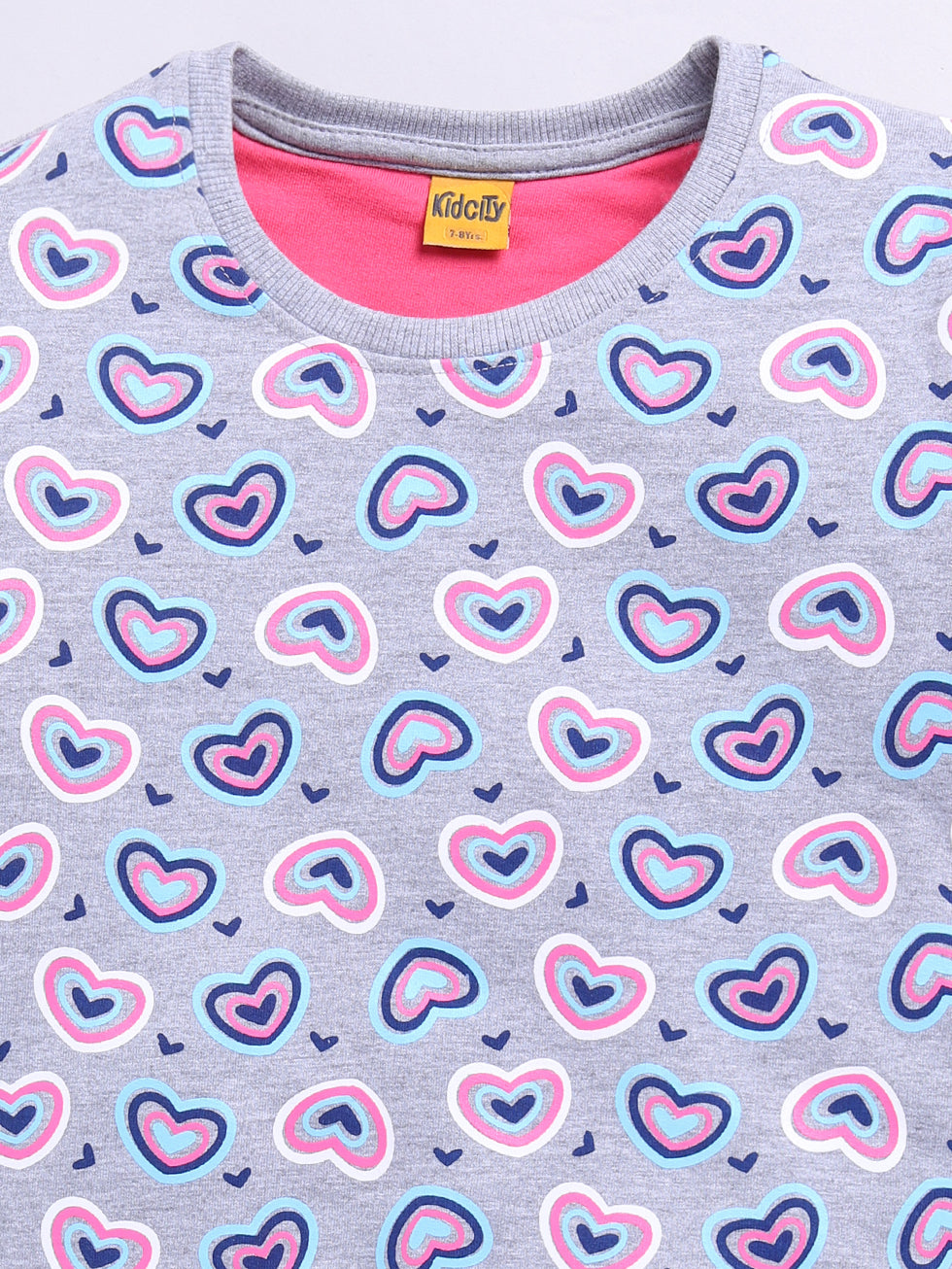 Pink Heart  Printed Sweatshirts