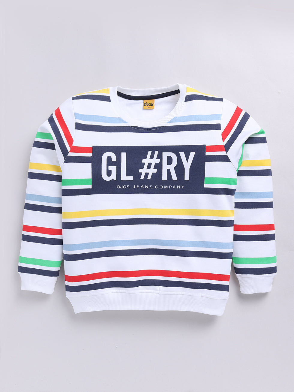 Multicolor Striped & Text Print Sweatshirt