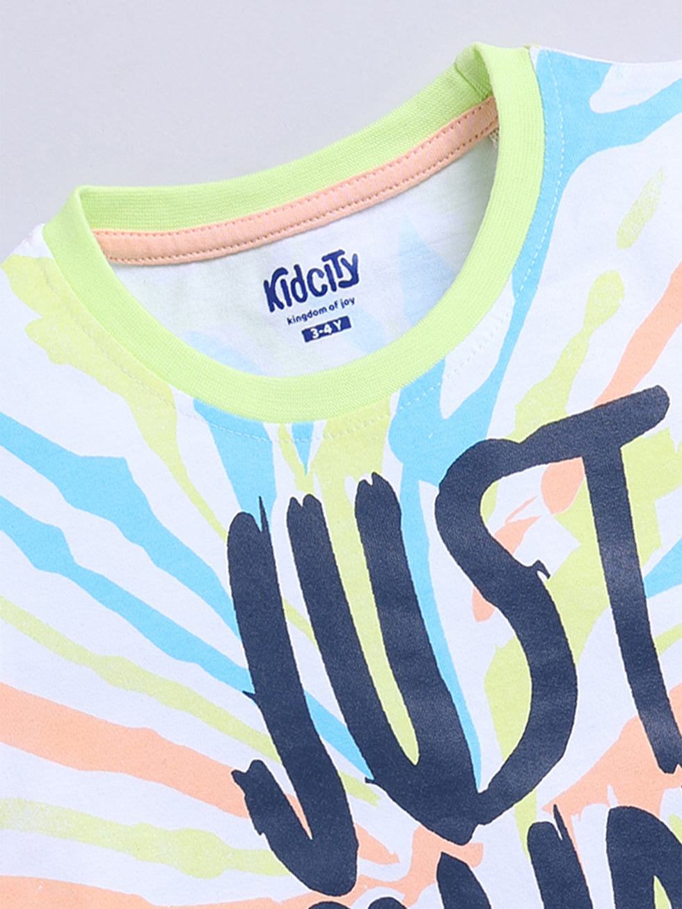 Half Sleeves just enjoy Text Printed T-Shirts