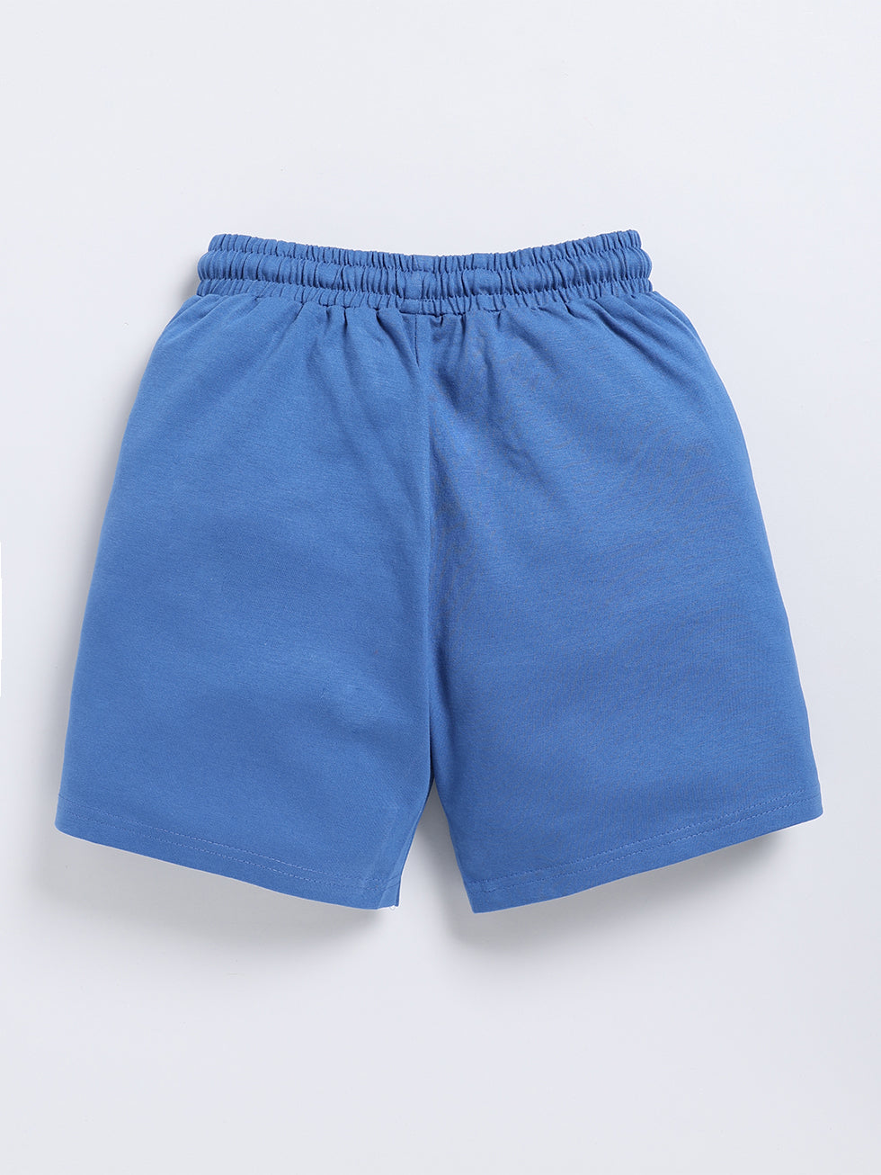 Kidcity Boys Soft Cotton Sinker Knit Text Print Shorts - Blue