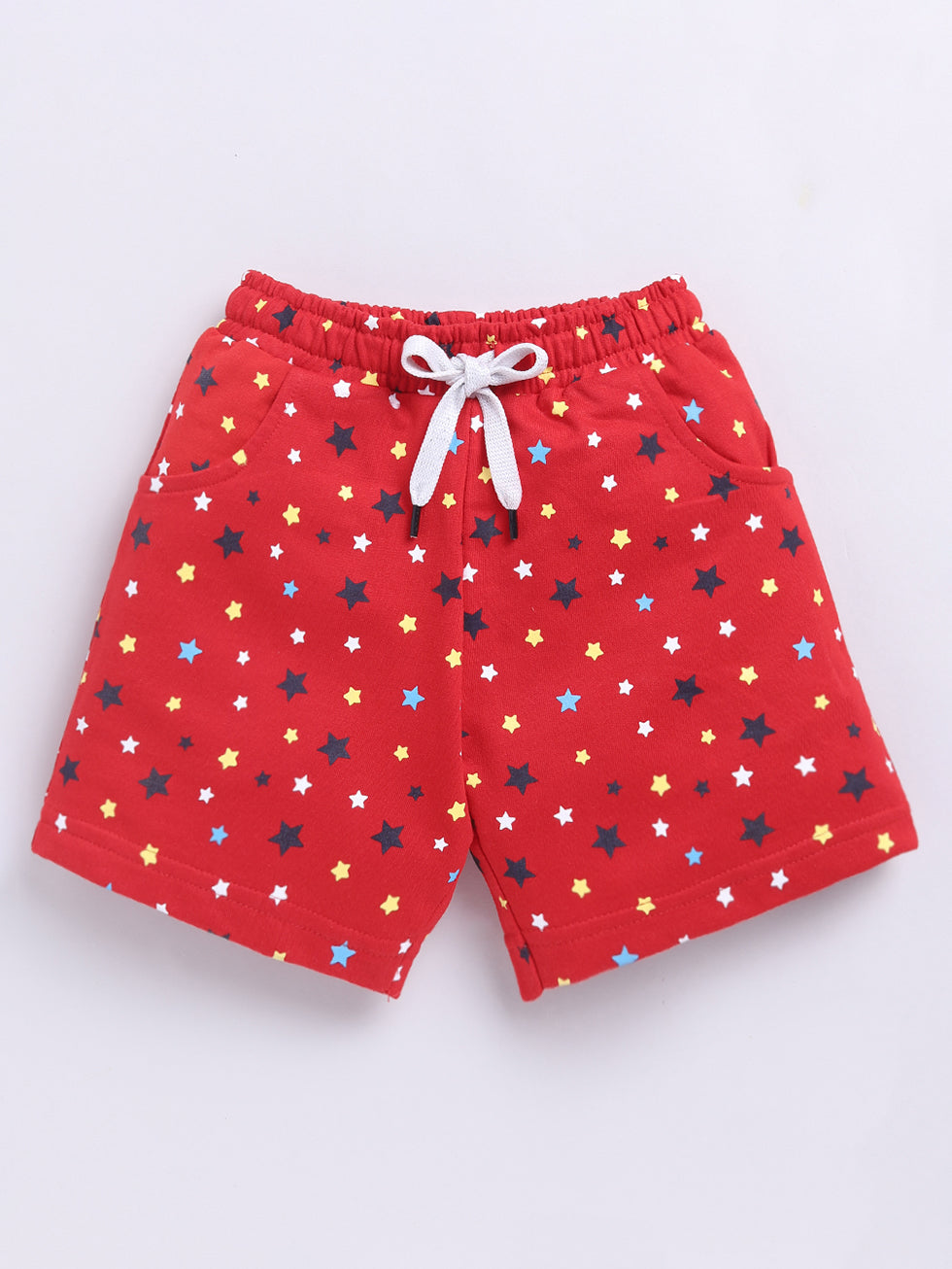 Kidcity Girls  Soft Cotton Loopknit Star Print Shorts - Red