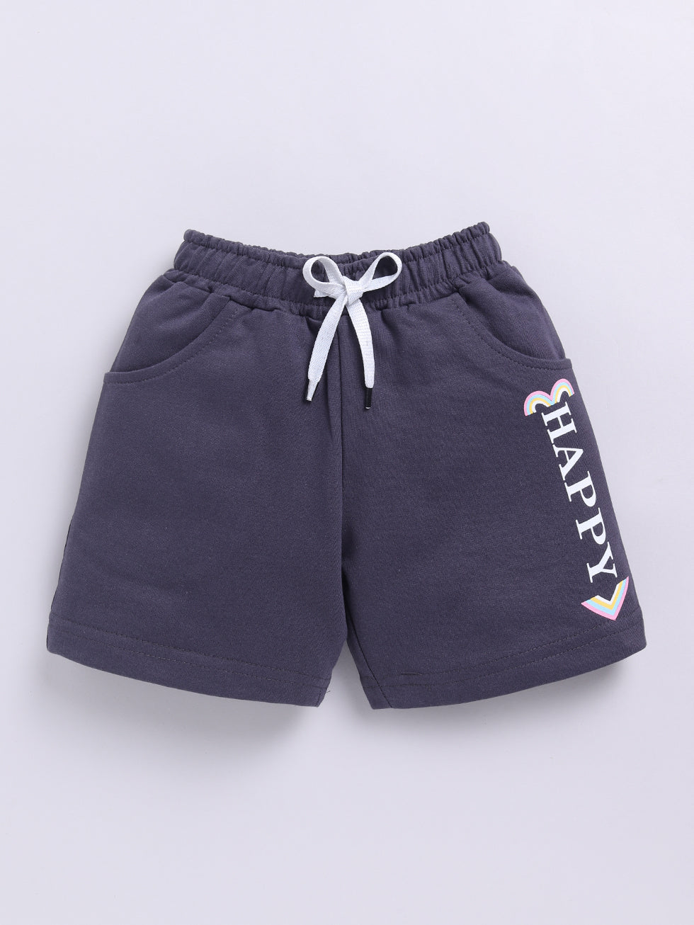 Happy Text Printed Shorts