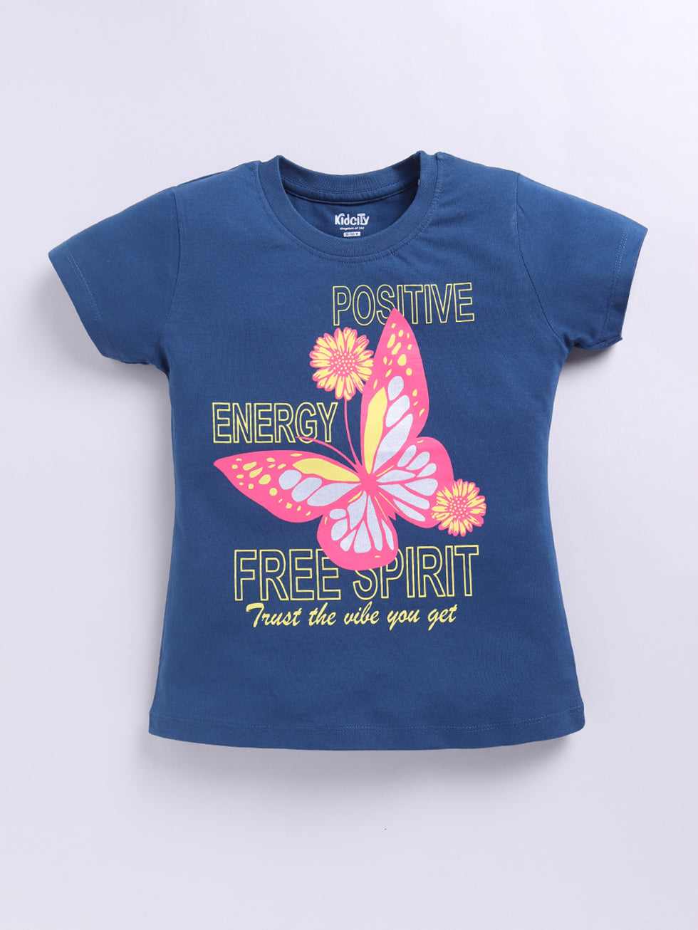 Half Sleeve Butterfly and Text Print Tops