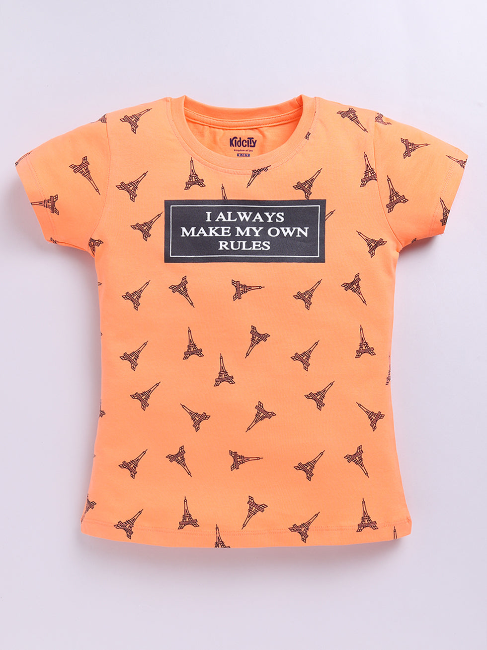 Half Sleeve Eiffel TowerAll Over Printed  Tops