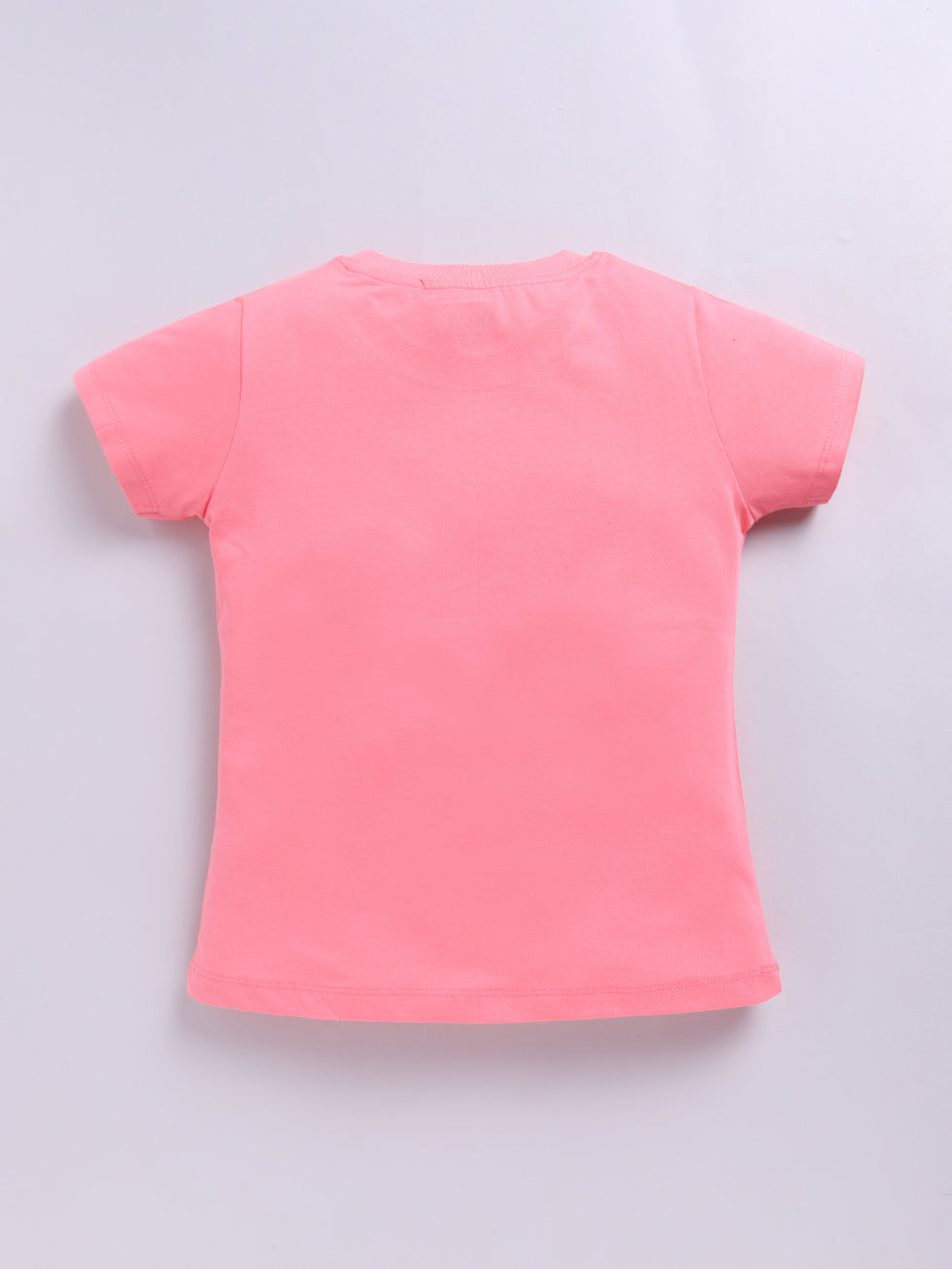 Kidcity Girls  Soft Cotton Sinker Half Sleeve Floral and Text Print  Tops - Fusia Pink