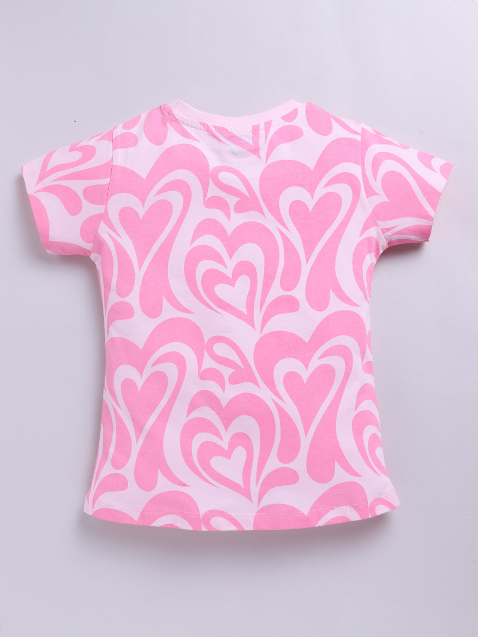 Half Sleeve Heart and Text Print Tops