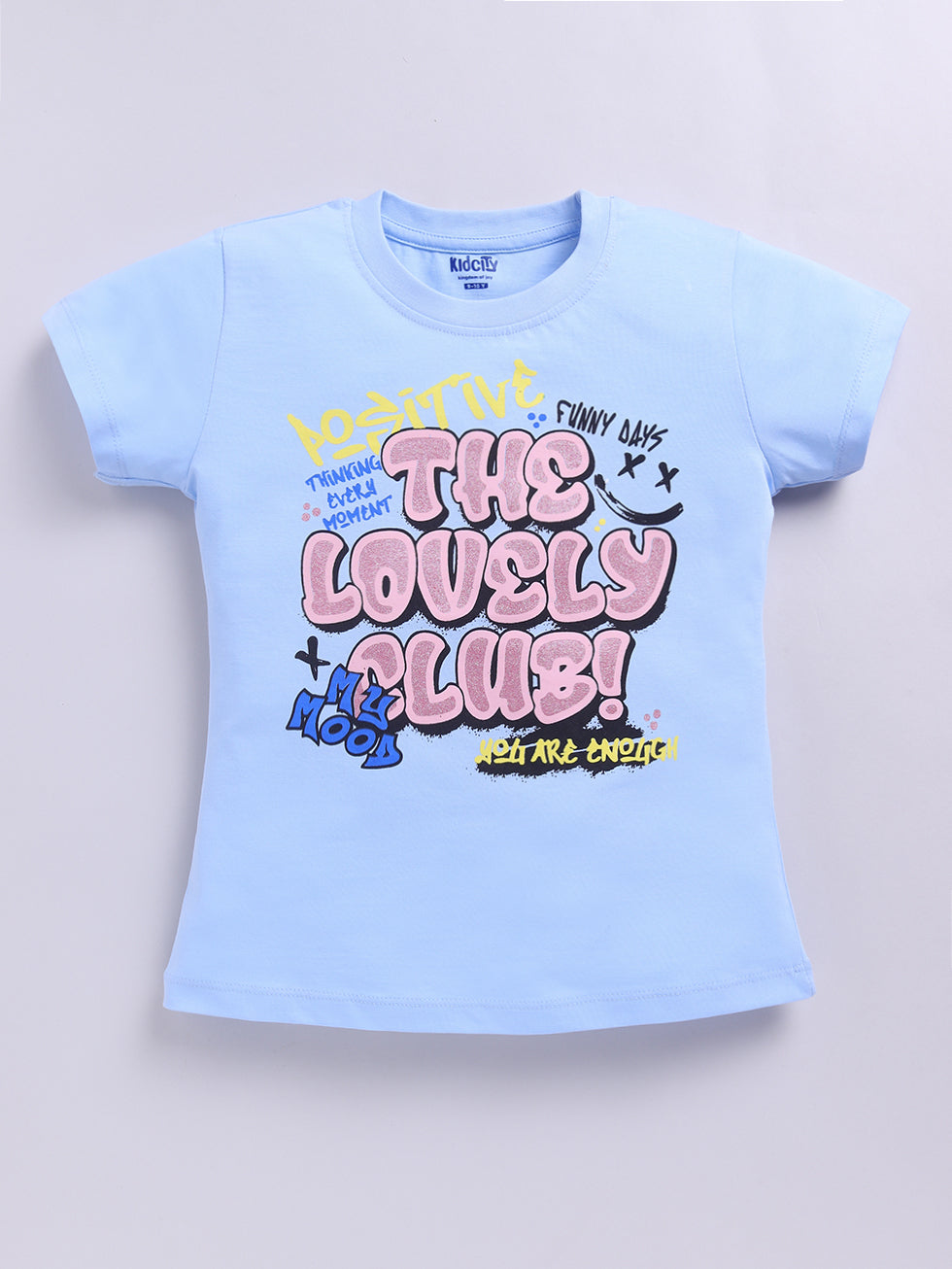 Half Sleeve Text Printed  Tops
