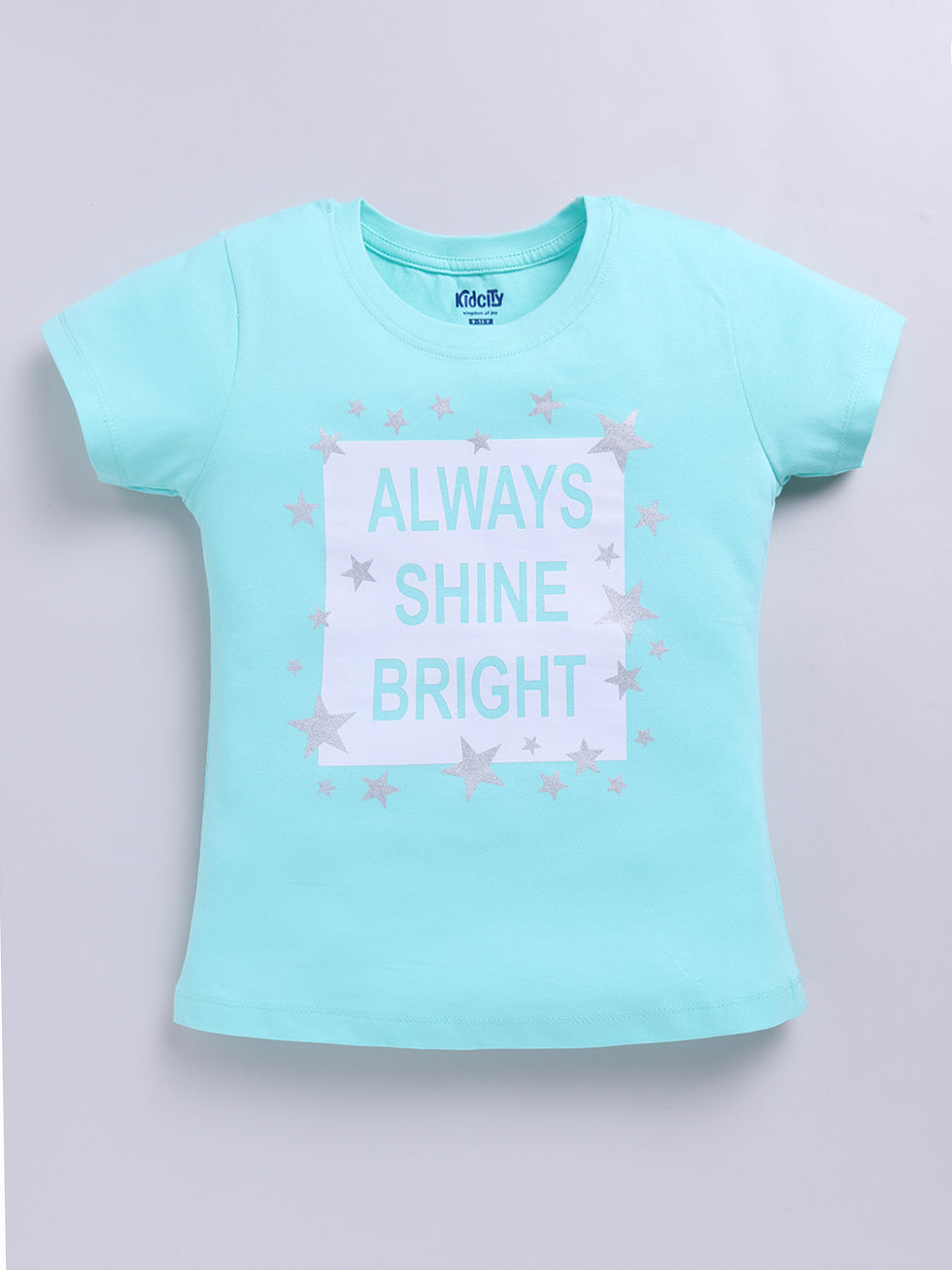 Half Sleeve Text and Star Printed Tops