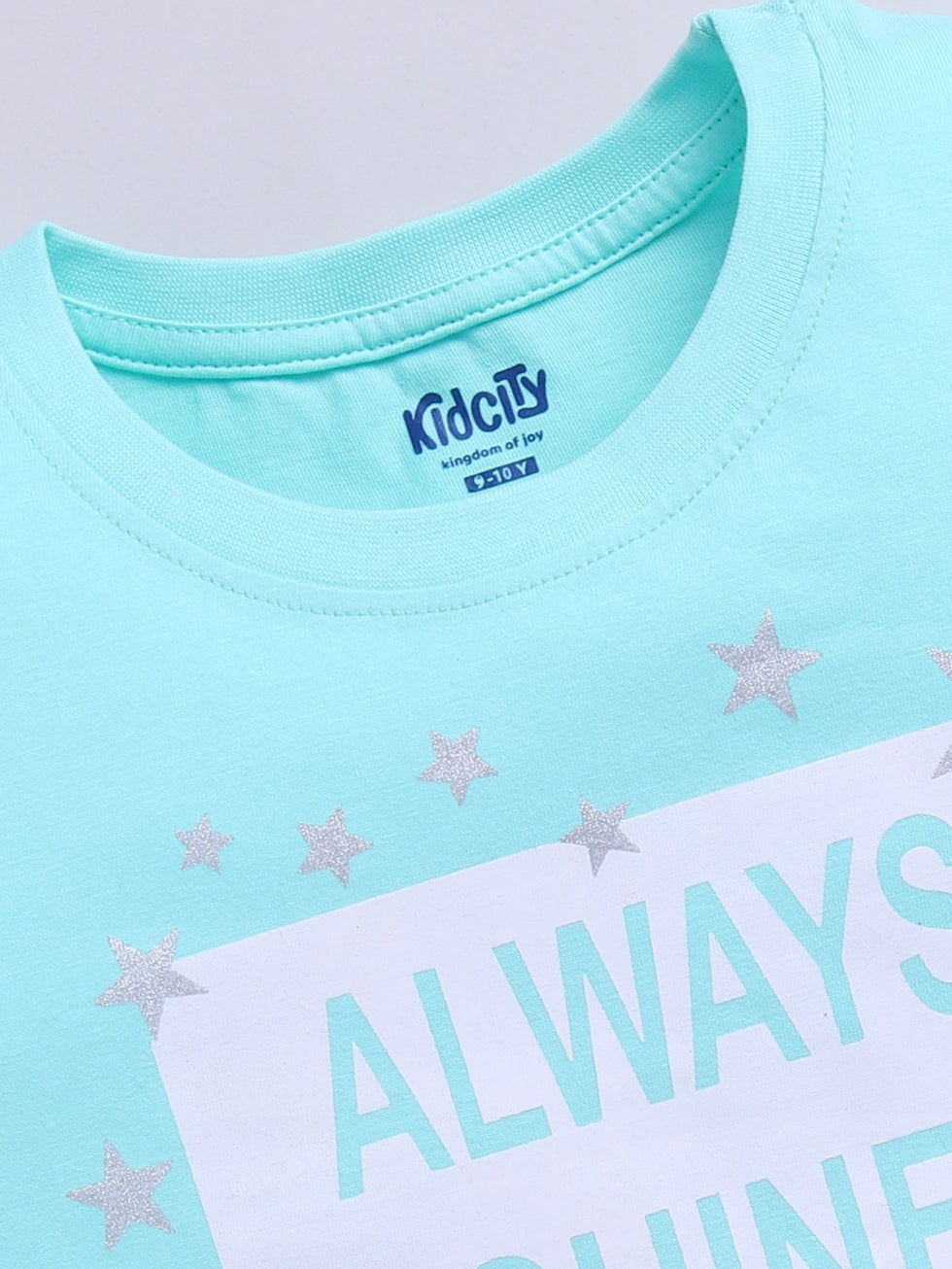 Half Sleeve Text and Star Printed Tops
