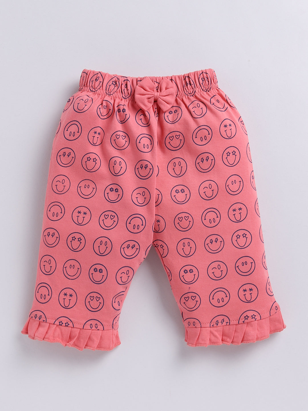 Kidcity Baby Girls Capri Combo set cotton Sinker Capri| peach Capri front view