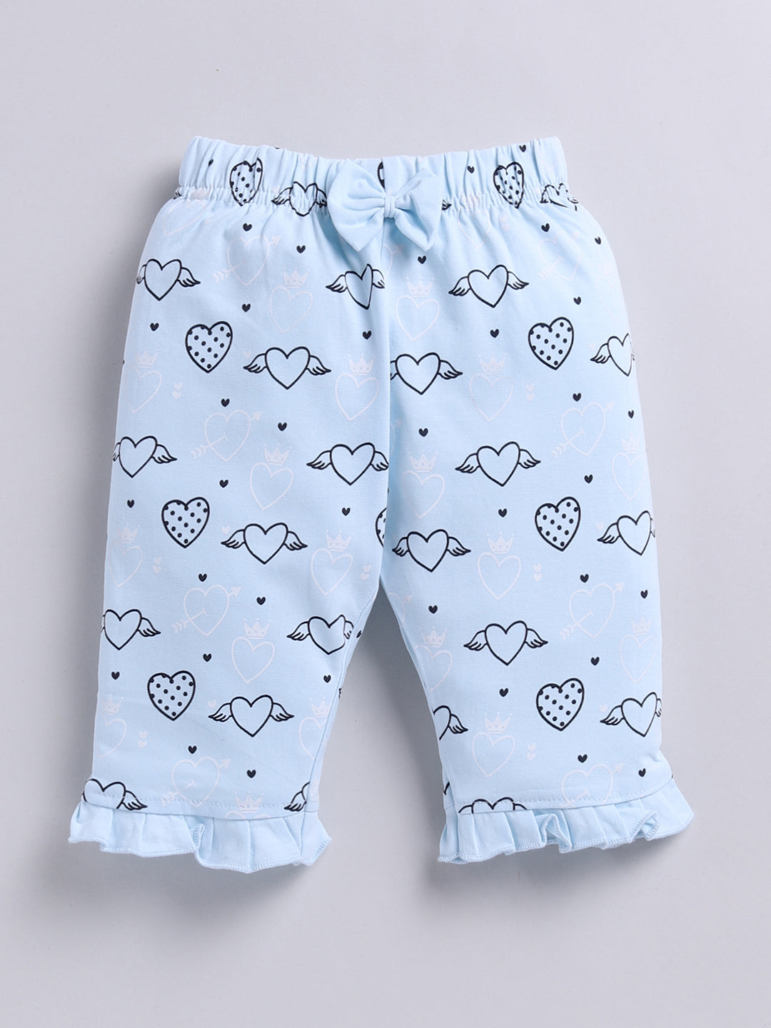 Kidcity Baby Girls Capri Combo set (pack of 2) | Cotton Sinker Capri| Sky Blue Capri front view